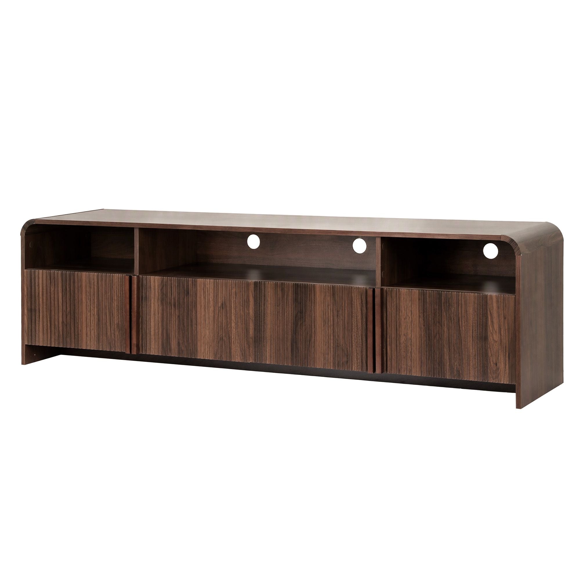 Artiss 180cm TV Unit Storage Cabinet Shelf Fluted Front Rounded Edge Anti-tip Kit Walnut Bedworld