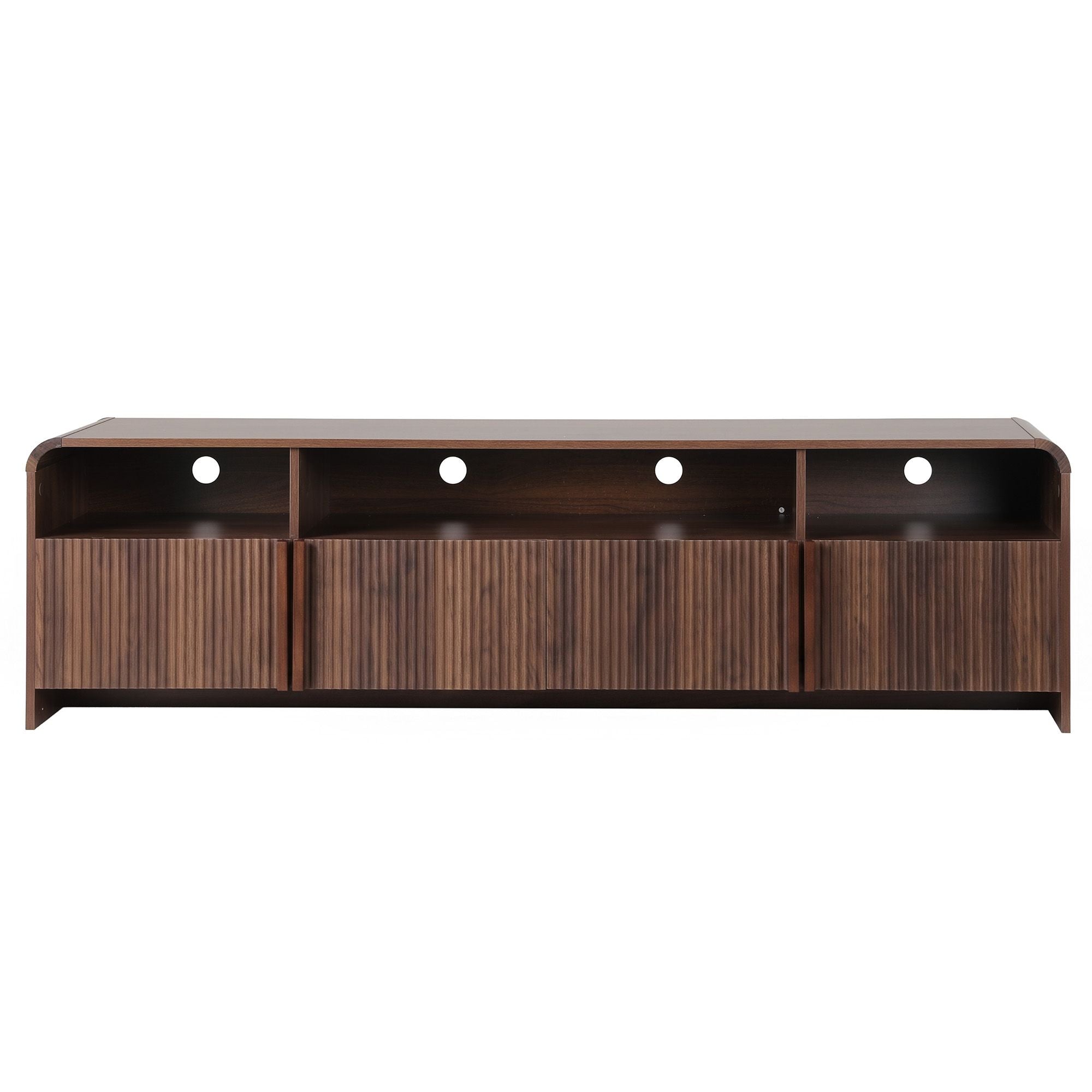 Artiss 180cm TV Unit Storage Cabinet Shelf Fluted Front Rounded Edge Anti-tip Kit Walnut Bedworld