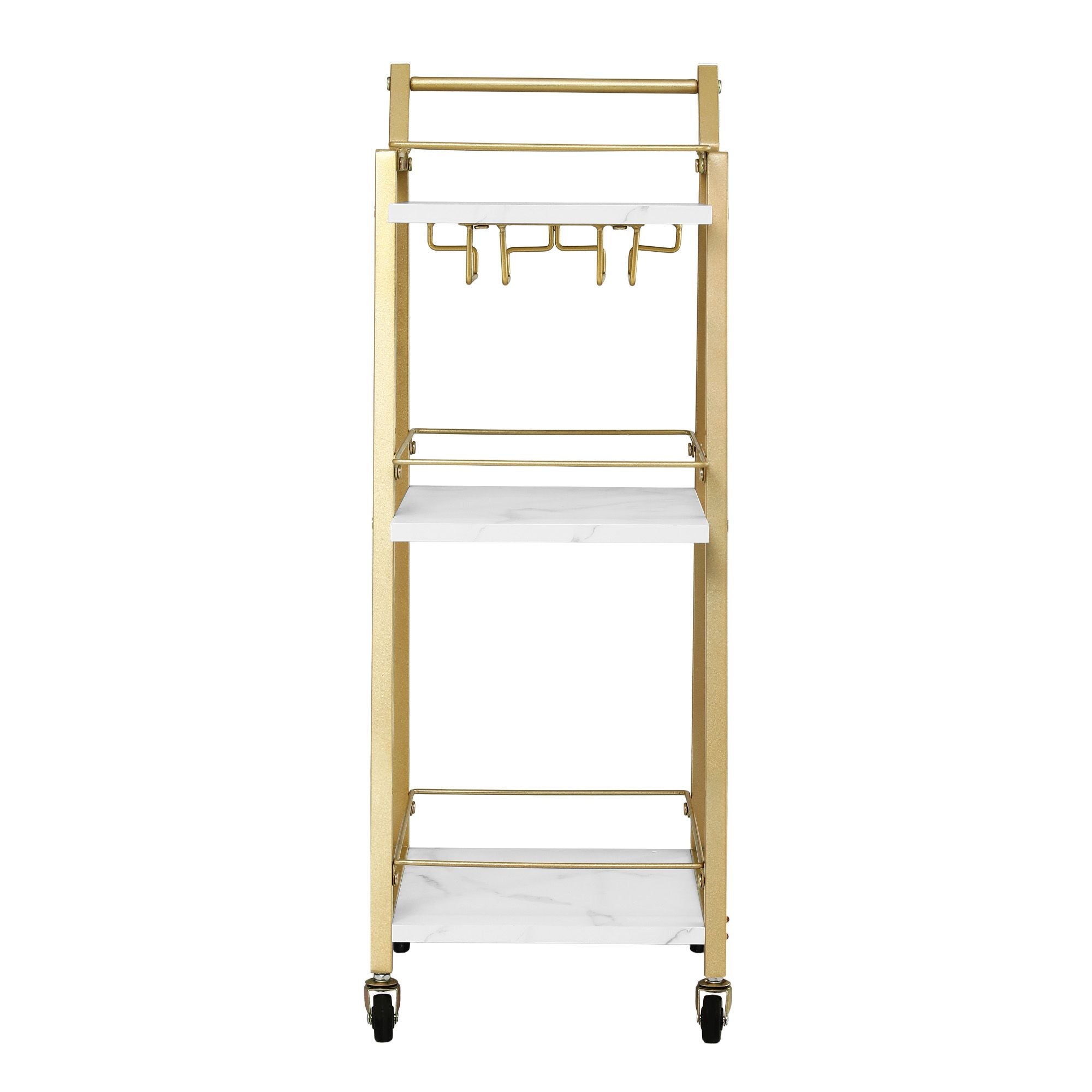 Artiss Bar Cart Trolley Kitchen Island Serving Wine Glass Holder Marble 41cm Bedworld