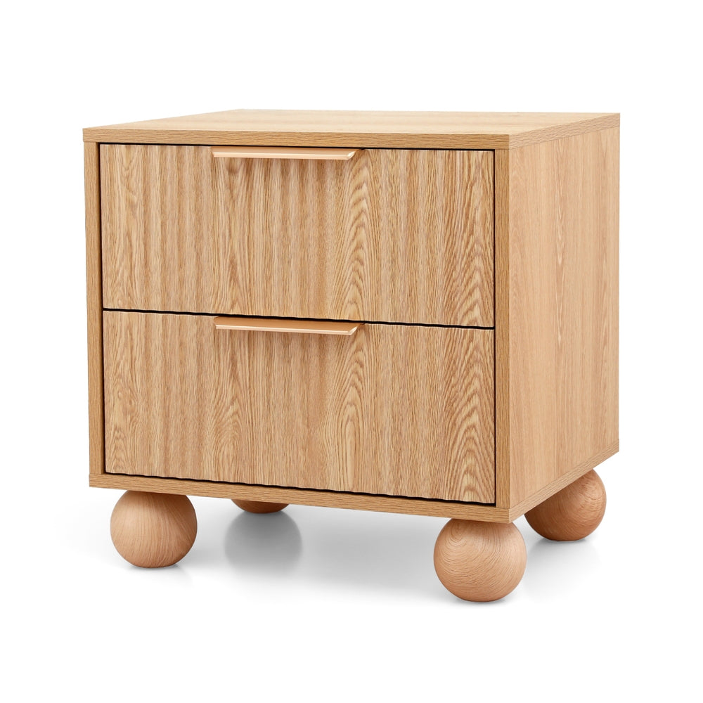 Artiss Rattan Bedside Table 2 Drawers Pine