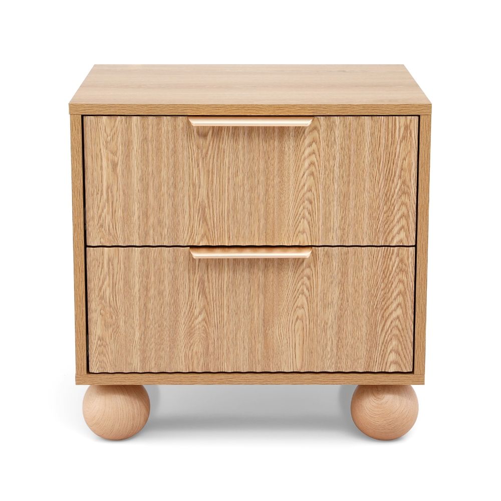 Artiss 2x Bedside Table Round Legs 2 Drawers Pine Bedworld