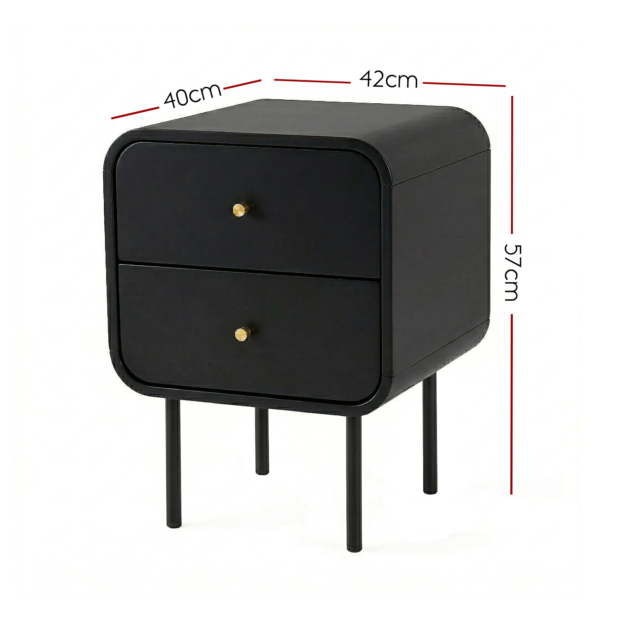 Artiss Bedside Table 2 Drawers Side End Table Nightstand Black Bedworld