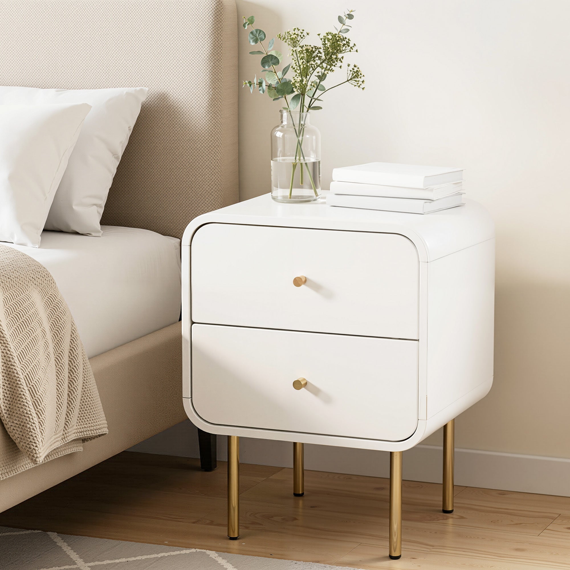Artiss Bedside Table 2 Drawers Side End Table Nightstand White Bedworld
