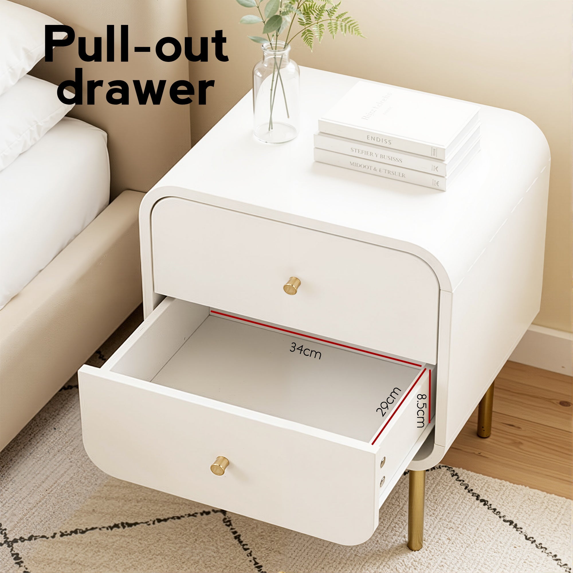 Artiss Bedside Table 2 Drawers Side End Table Nightstand White Bedworld