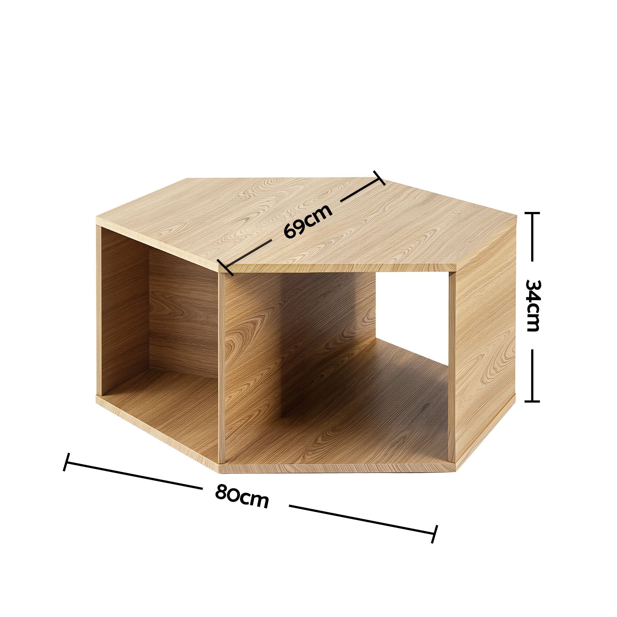 Artiss Set of 2 Coffee Table Hexagonal Center Table with Open Storage 2-Way Display Side Table Wood Bedworld