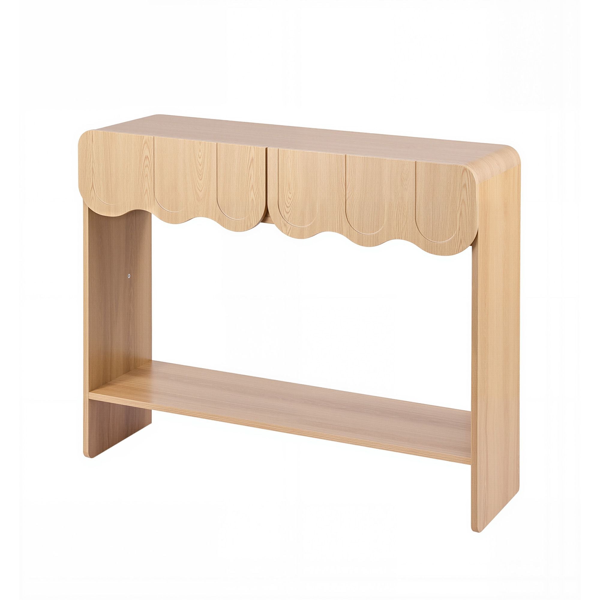 Artiss 2-Drawer Console Table, Scalloped Entryway Table with Safe Rounded Corners, 100 x 31 x 80 cm Bedworld
