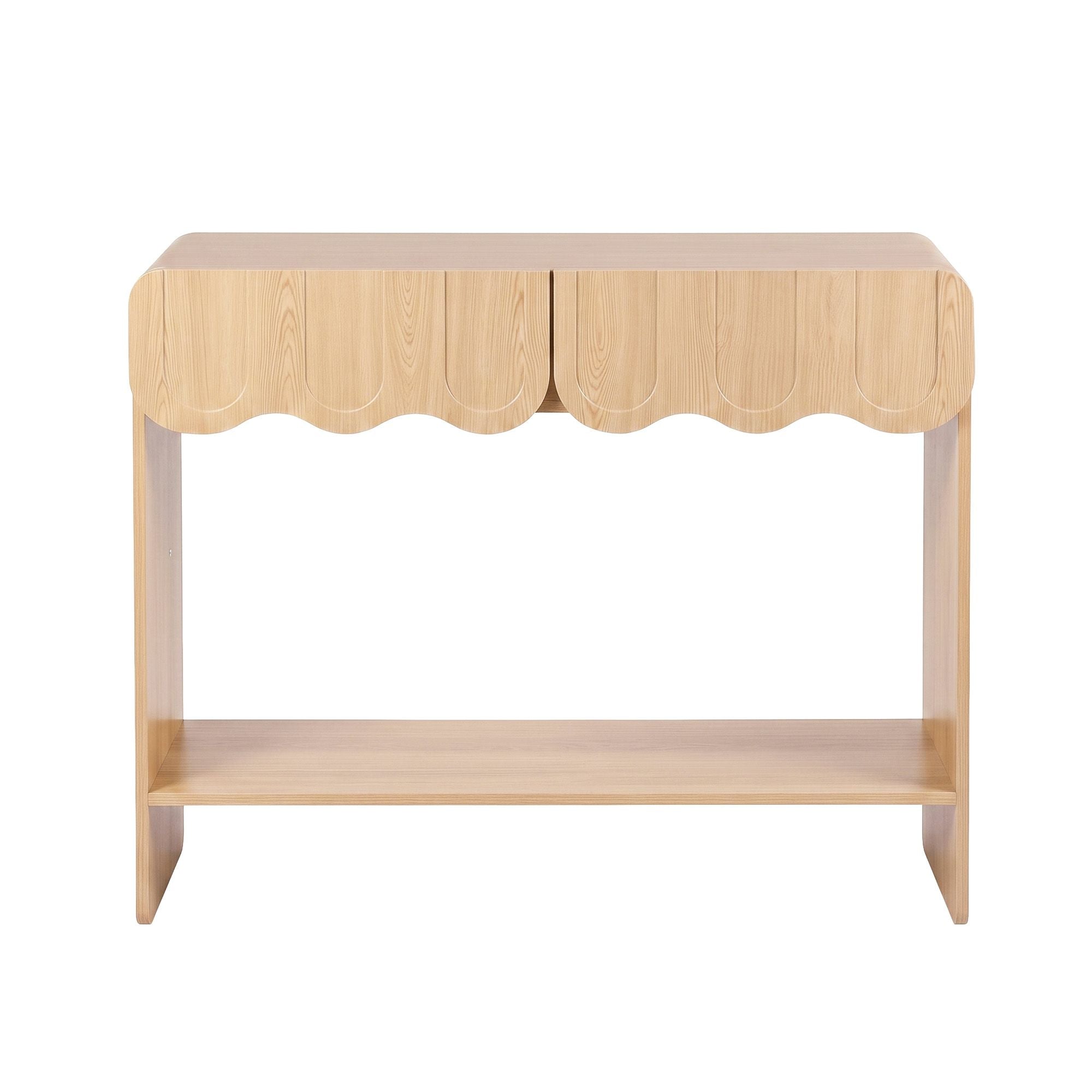 Artiss 2-Drawer Console Table, Scalloped Entryway Table with Safe Rounded Corners, 100 x 31 x 80 cm Bedworld
