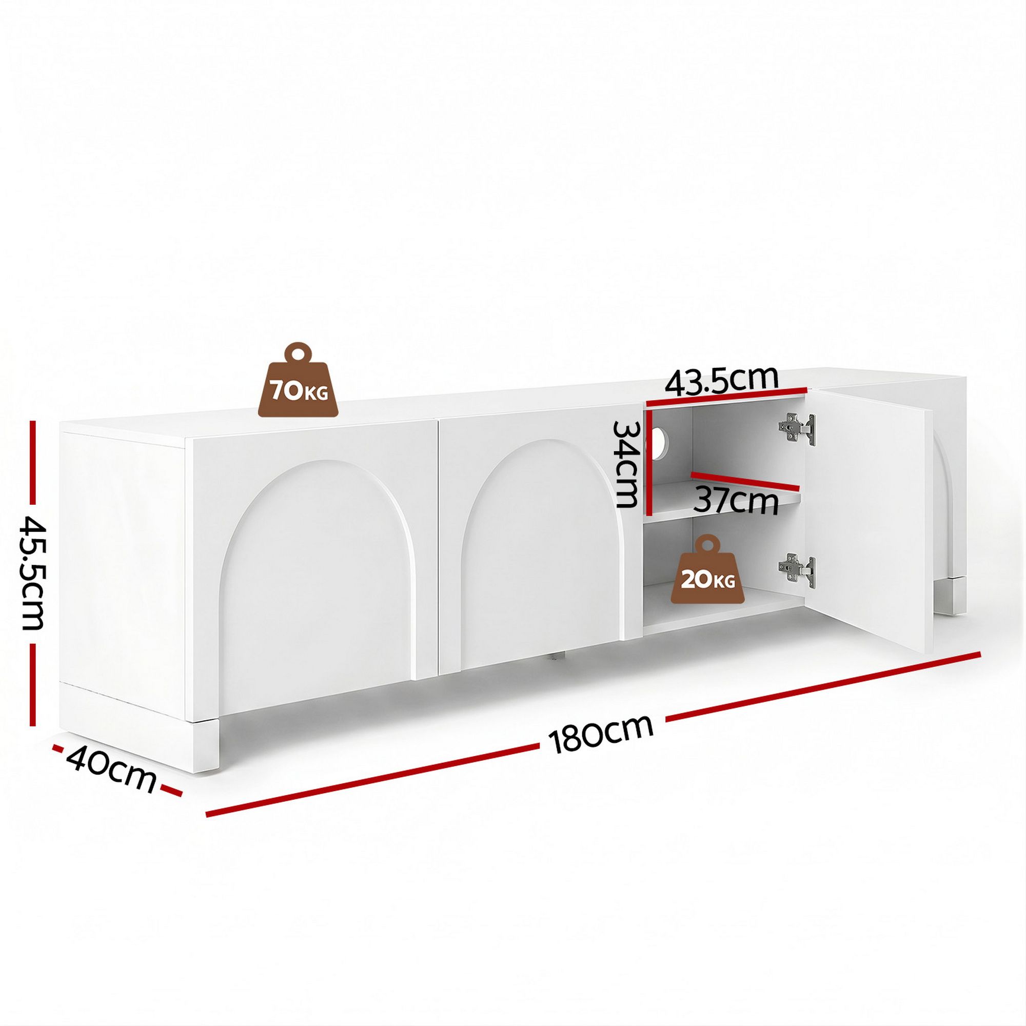 Artiss TV Unit Entertainment Unit Storage Cabinet Adjustable Shelf 180cm White