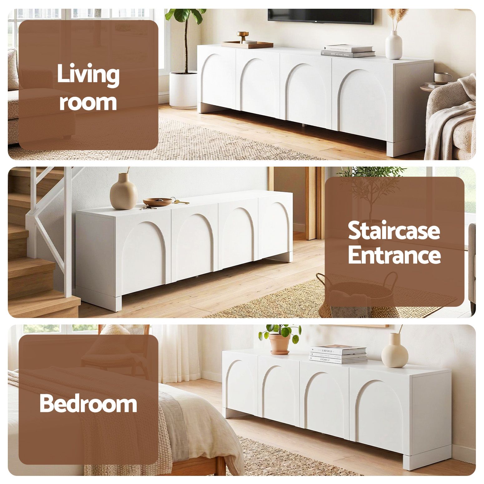 Artiss TV Unit Entertainment Unit Storage Cabinet Adjustable Shelf 180cm White