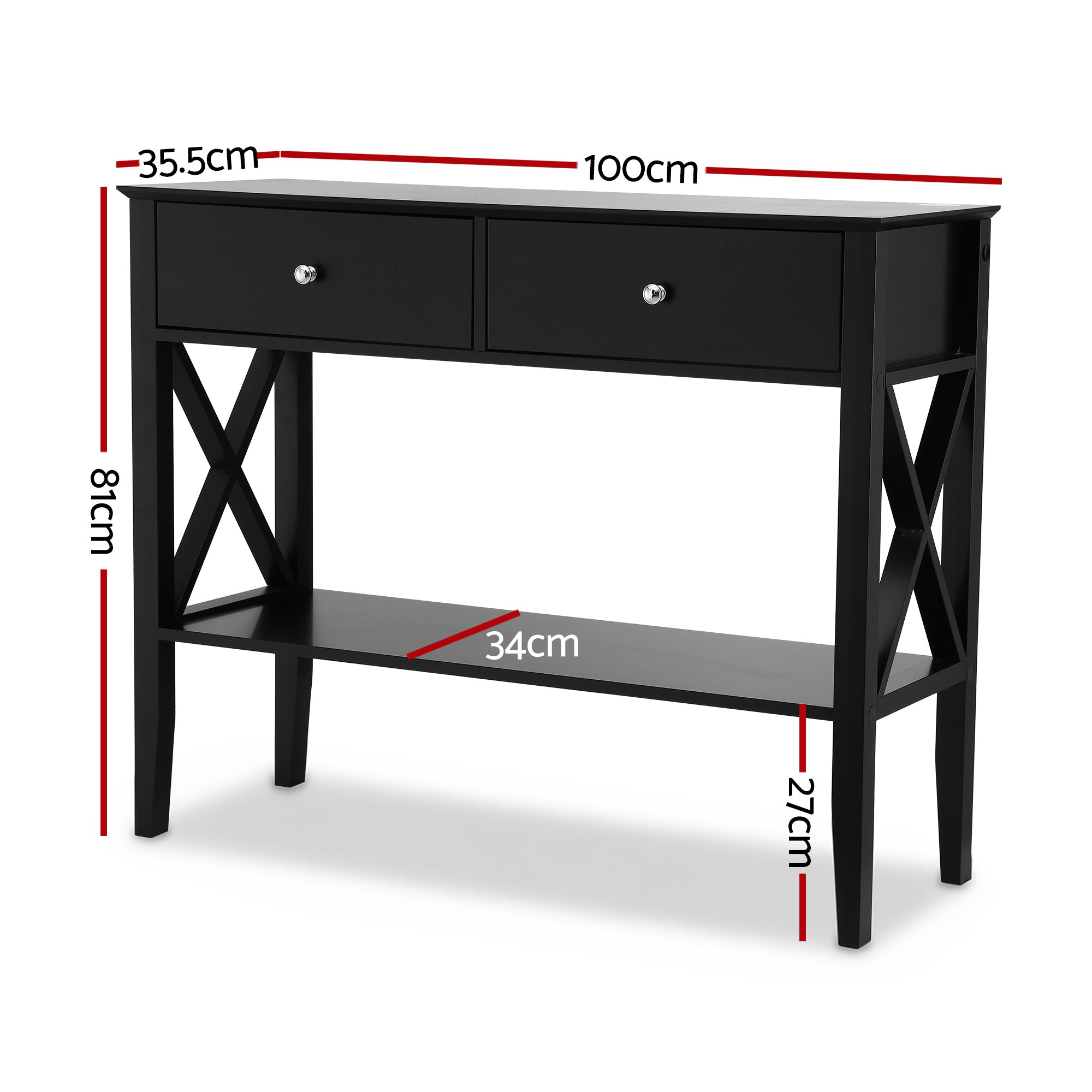 Artiss Console Table 2 Drawers 100CM Black