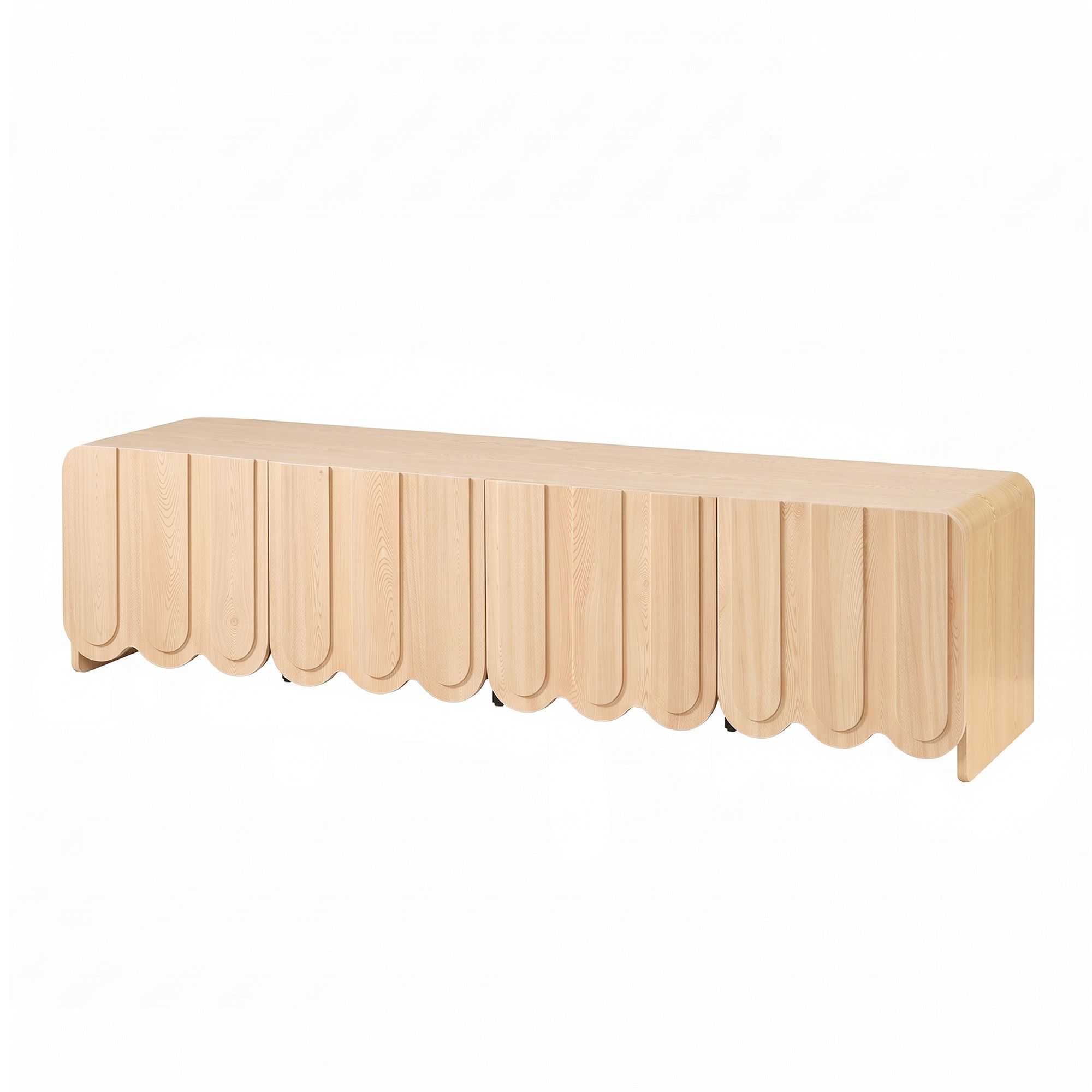 Artiss 180cm TV Unit Scalloped Entertainment Cabinet w/ Adjustable Shelves Wood Bedworld