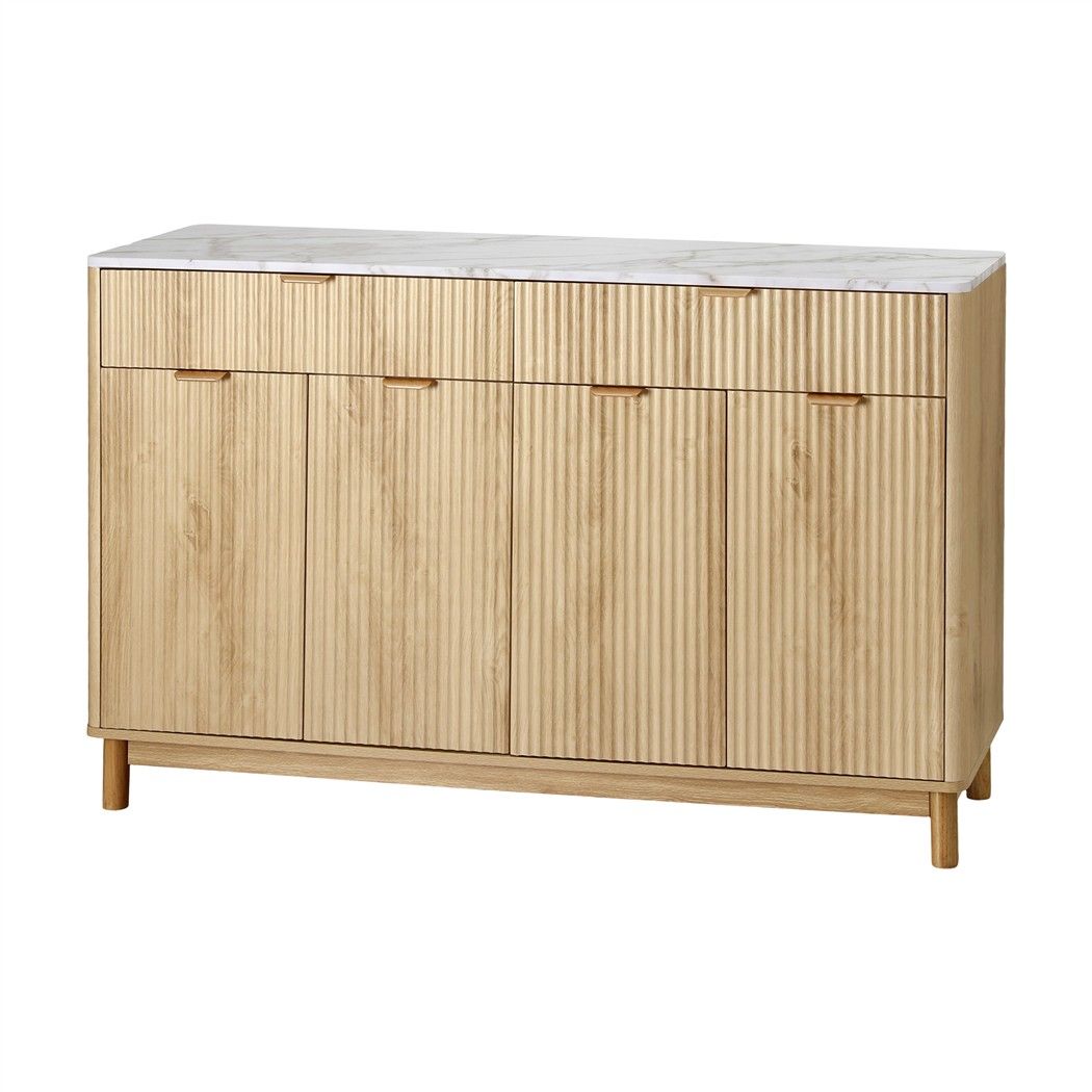 Artiss Buffet Sideboard Cabinet Kitchen Storage Cupboard Marble 2 Drawers Pine Bedworld