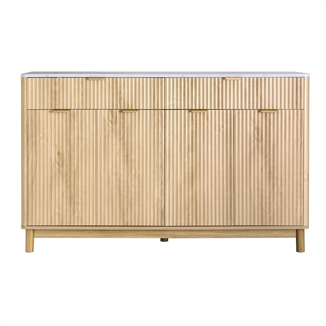 Artiss Buffet Sideboard Cabinet Kitchen Storage Cupboard Marble 2 Drawers Pine Bedworld