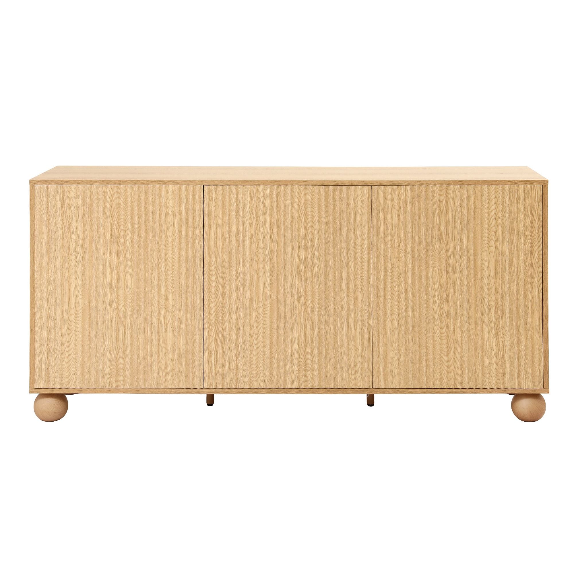 Artiss Buffet Sideboard Cabinet 2-Tier Fluted Kitchen Storage Ball Legs Pine Bedworld