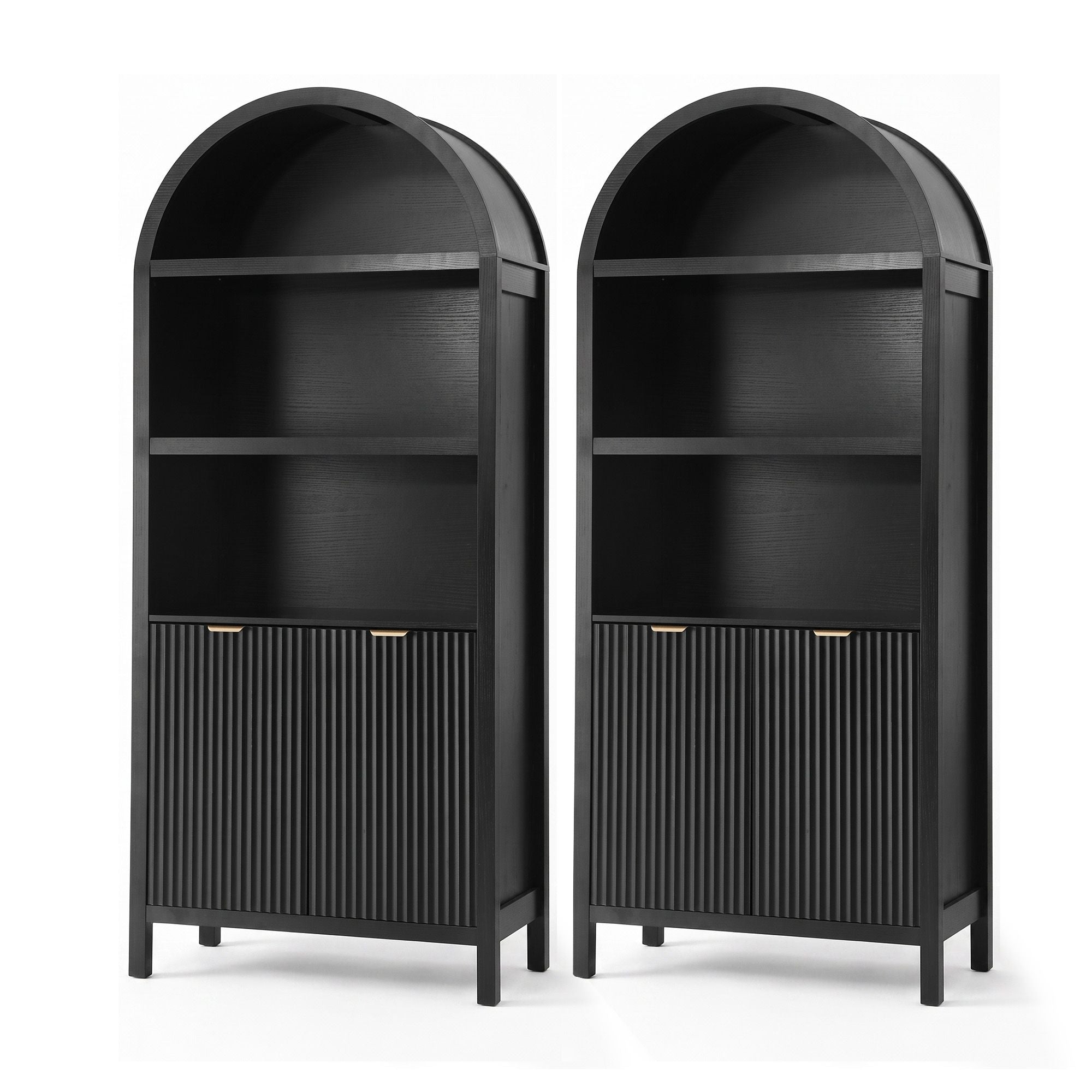 Artiss Buffet Sideboard Cabinet Pantry X2 180CM Arched Storage Bookshelf Black Bedworld
