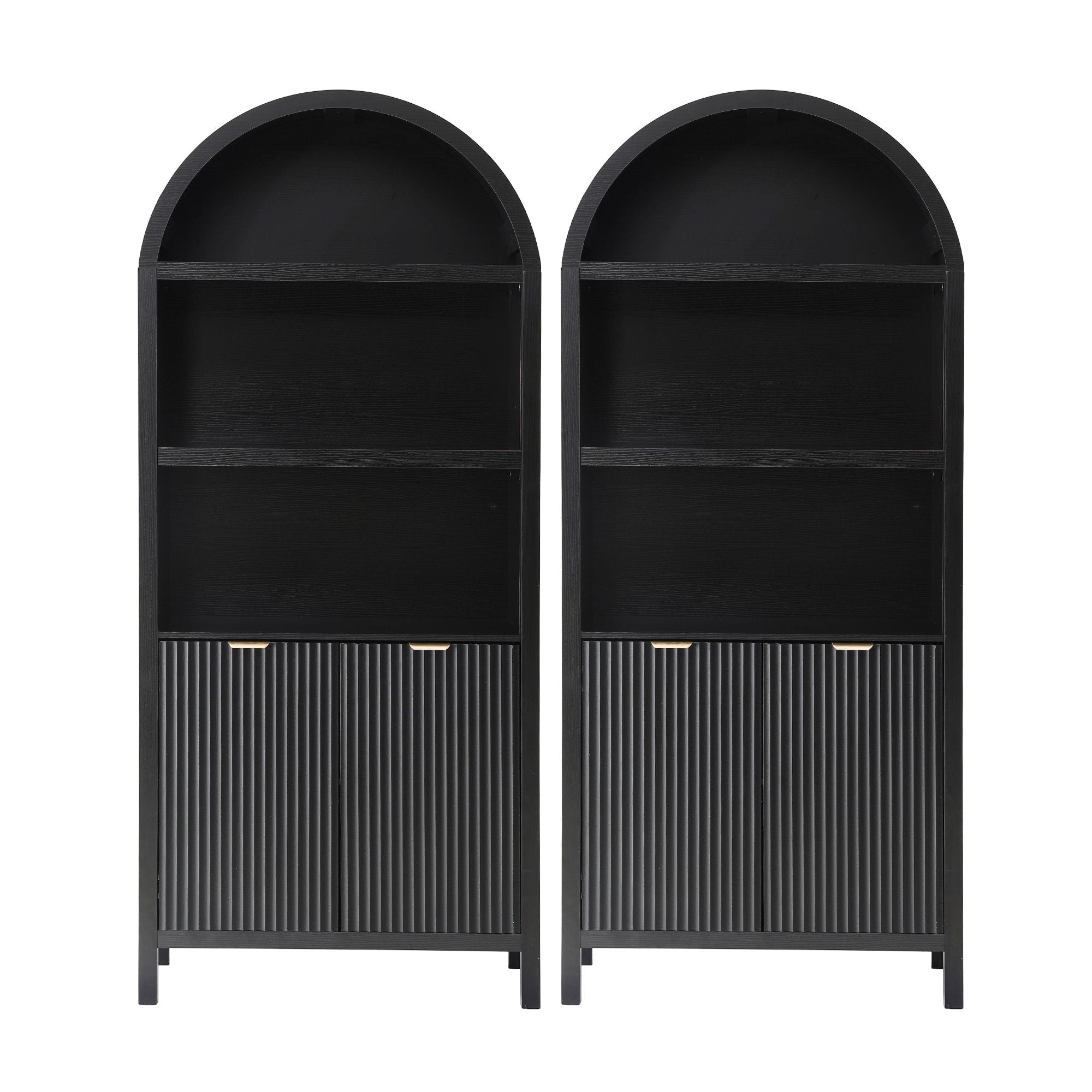 Artiss Buffet Sideboard Cabinet Pantry X2 180CM Arched Storage Bookshelf Black Bedworld