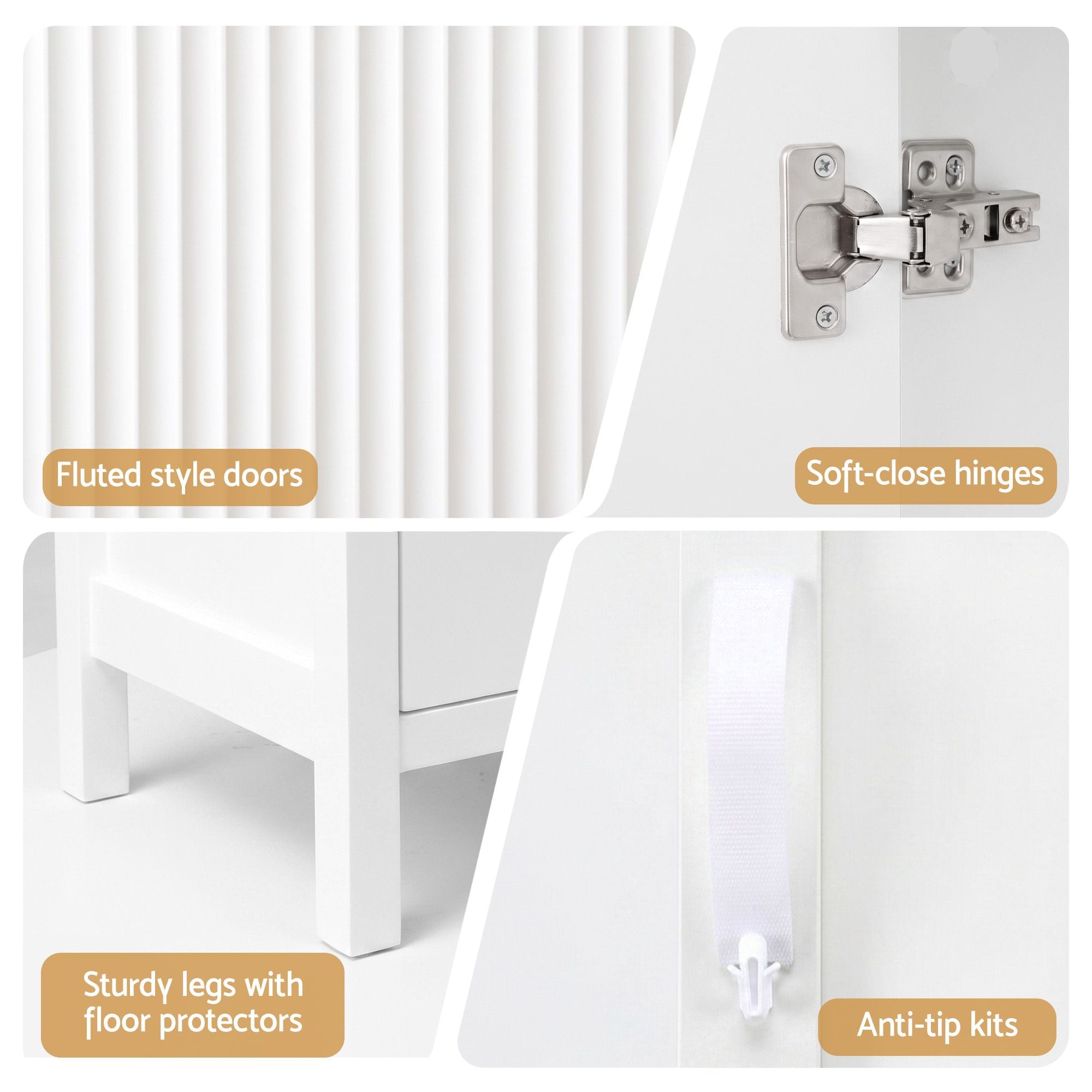 Artiss Buffet Sideboard Cabinet Pantry 180CM Arched Storage Bookshelf White Bedworld