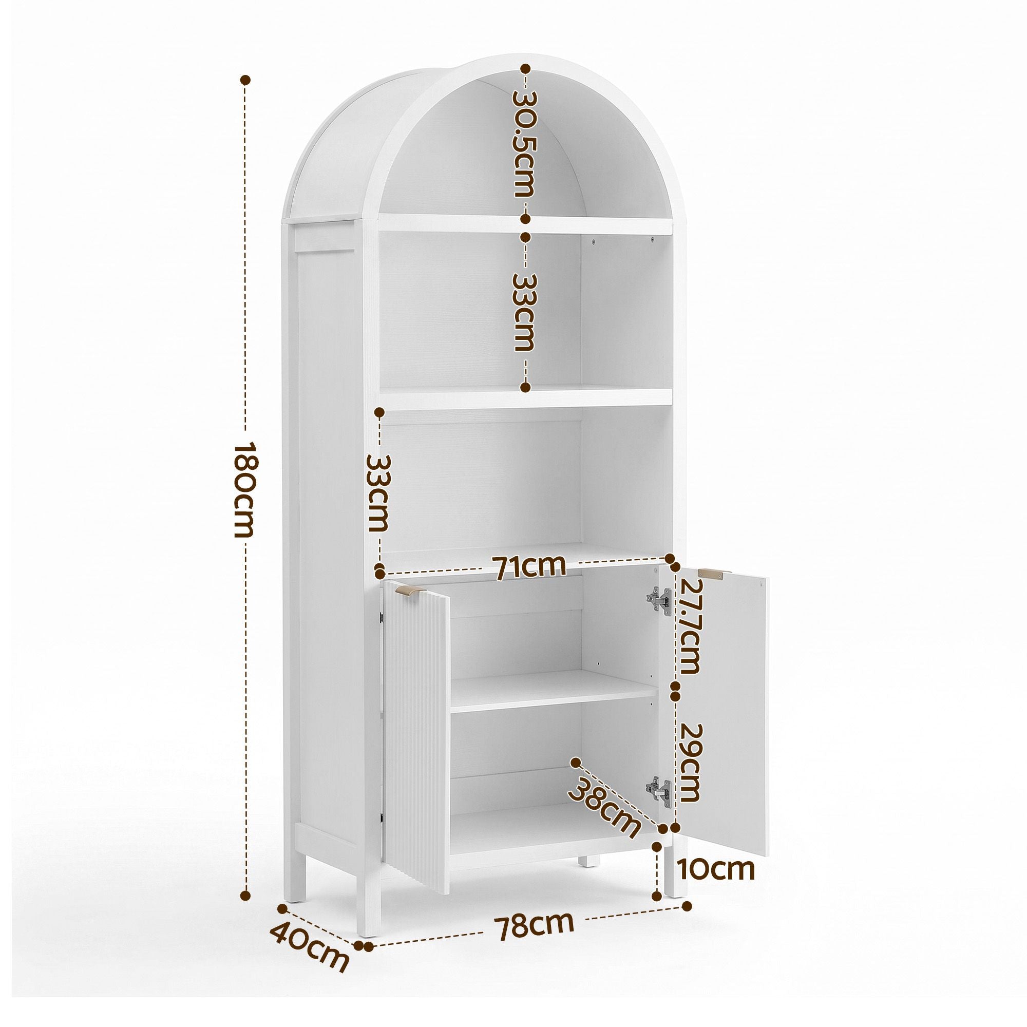 Artiss Buffet Sideboard Cabinet Pantry X2 180CM Arched Storage Bookshelf White Bedworld