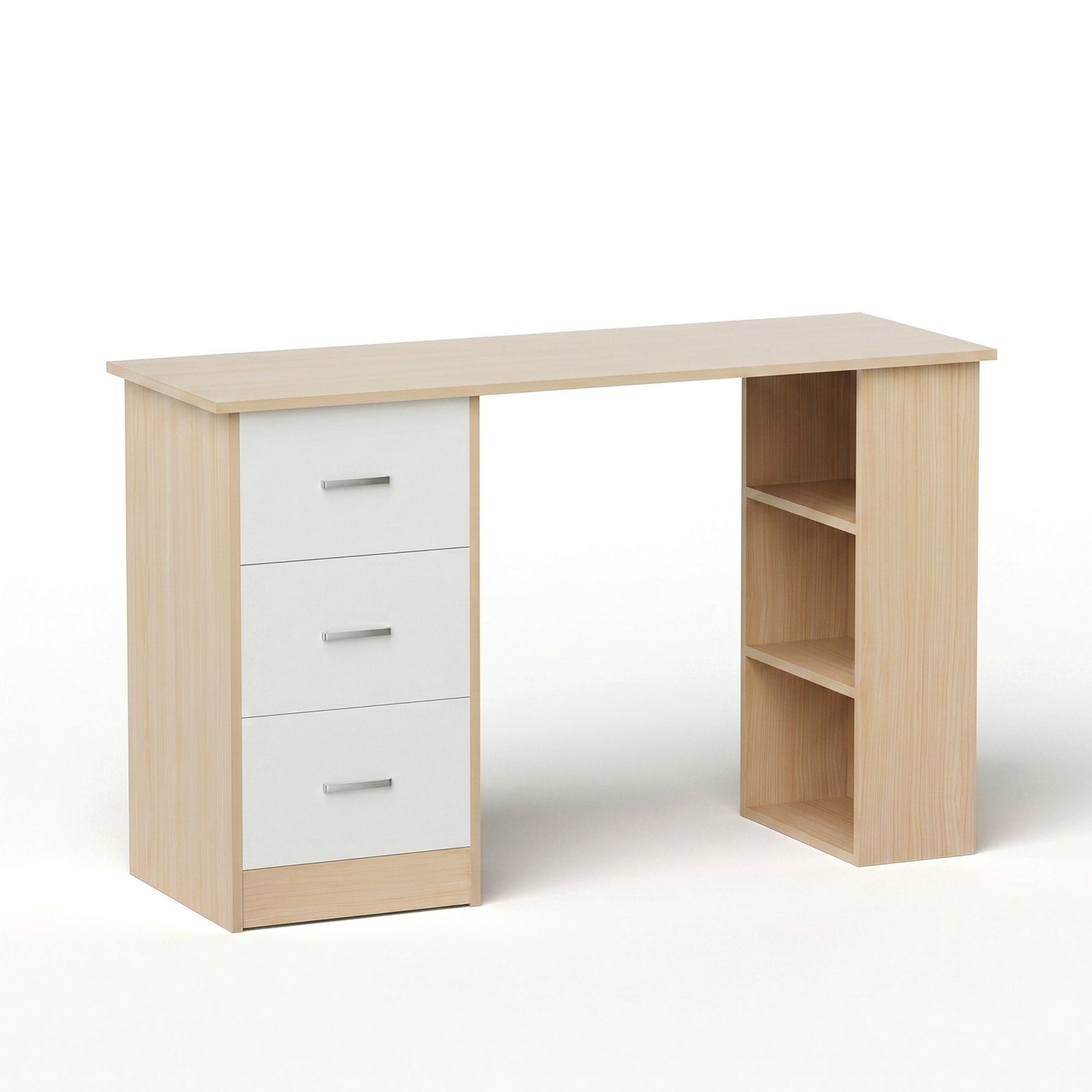 Artiss Computer Desk Drawer Shelf Oak White 120CM Bedworld