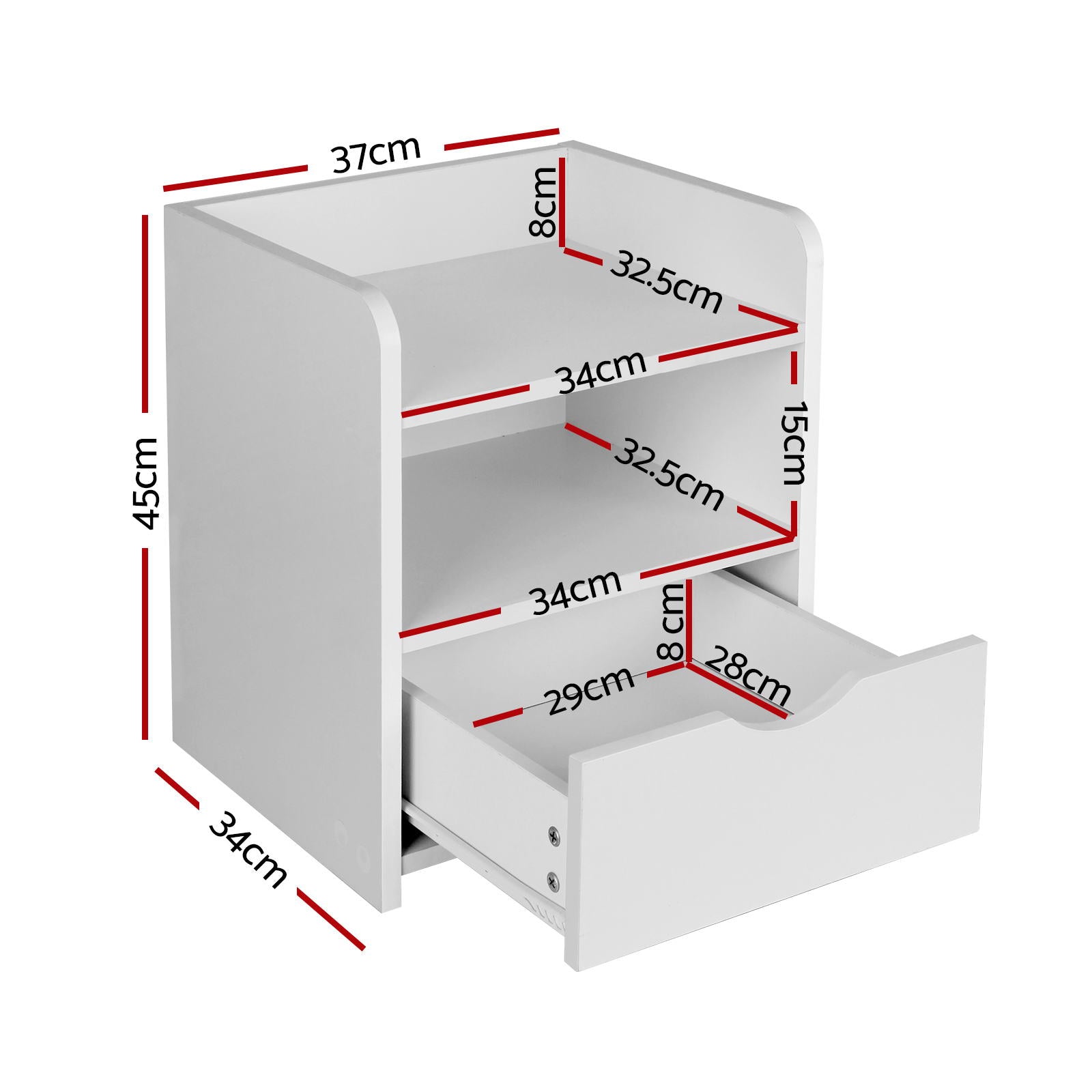 Artiss 2X Bedside Table 1 Drawer with Shelf - FARA White Bedworld