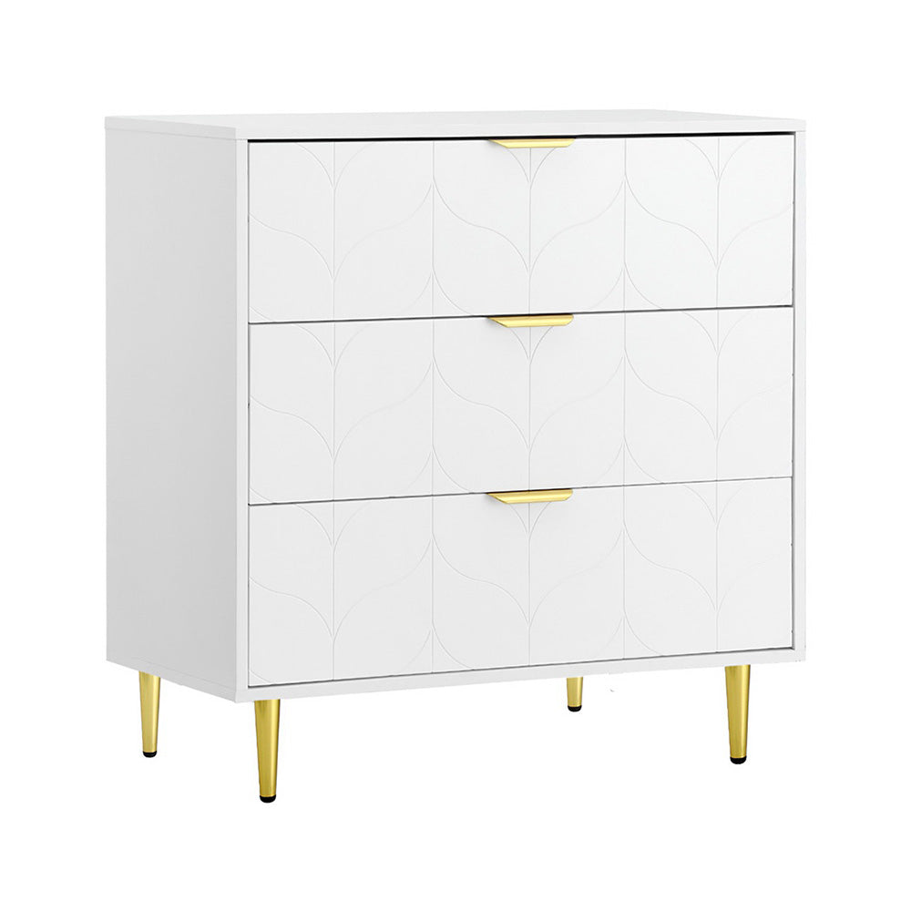 Artiss 3 Chest of Drawers Lowboy Cabinet White Bedworld