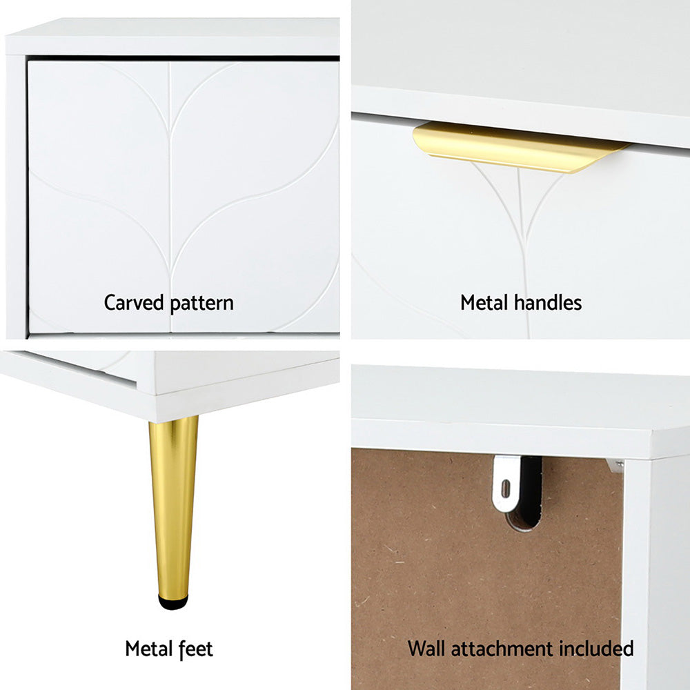 Artiss 3 Chest of Drawers Lowboy Cabinet White Bedworld