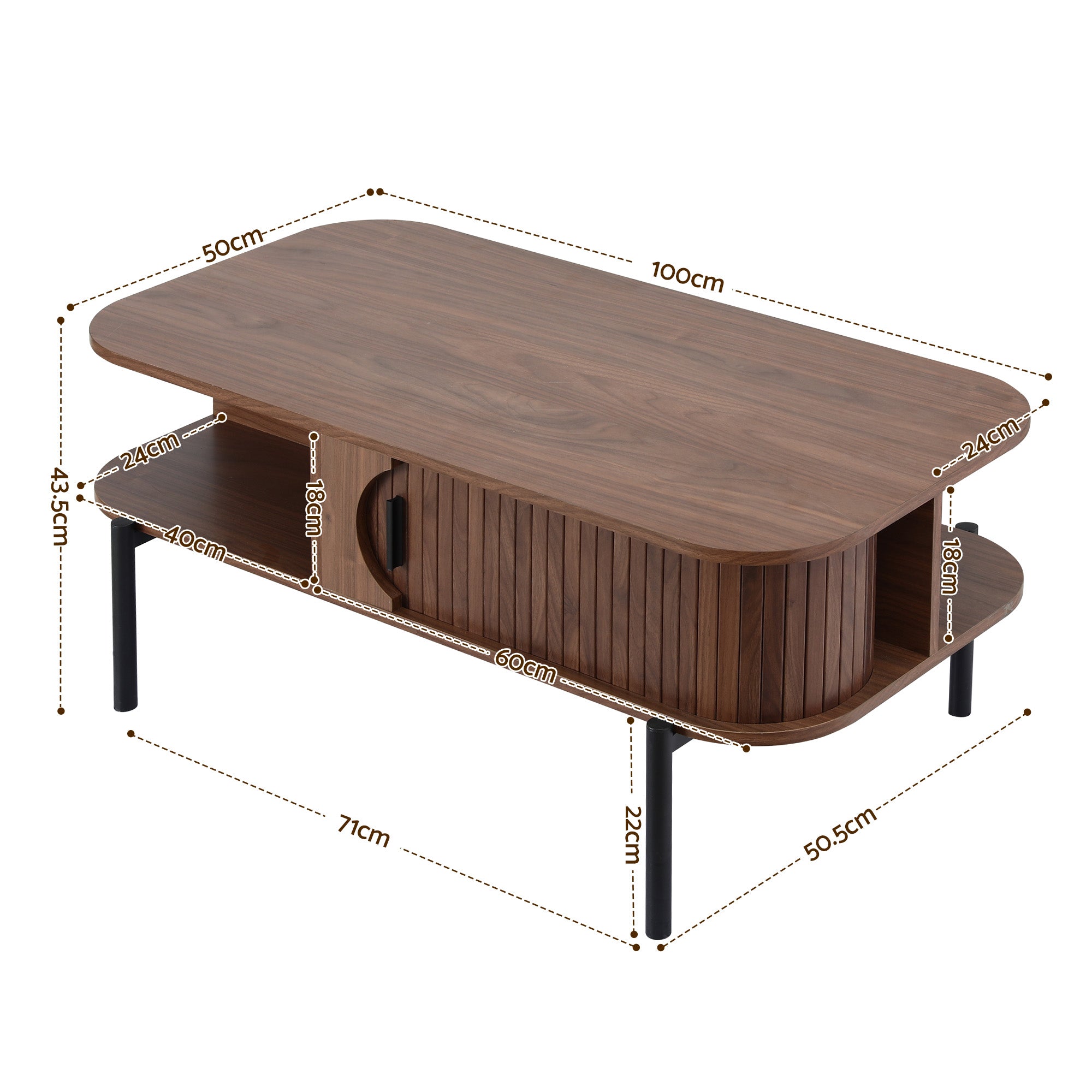 Artiss Coffee Table Living Room Center Table Shelf Cabinet Walnut Bedworld