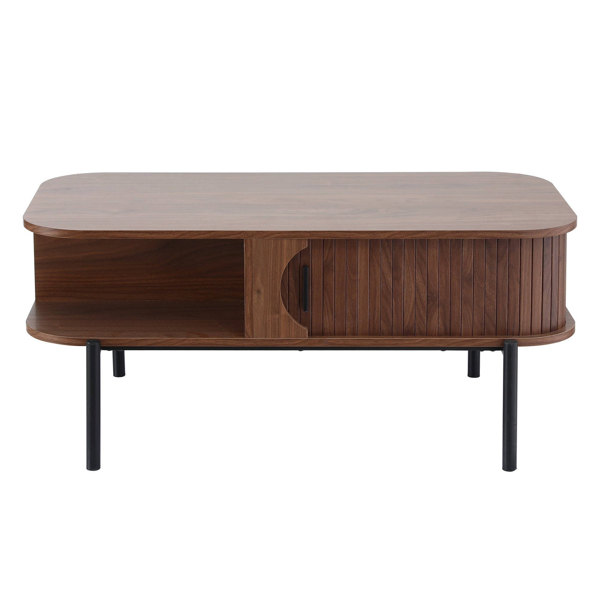 Artiss Coffee Table Living Room Center Table Shelf Cabinet Walnut Bedworld