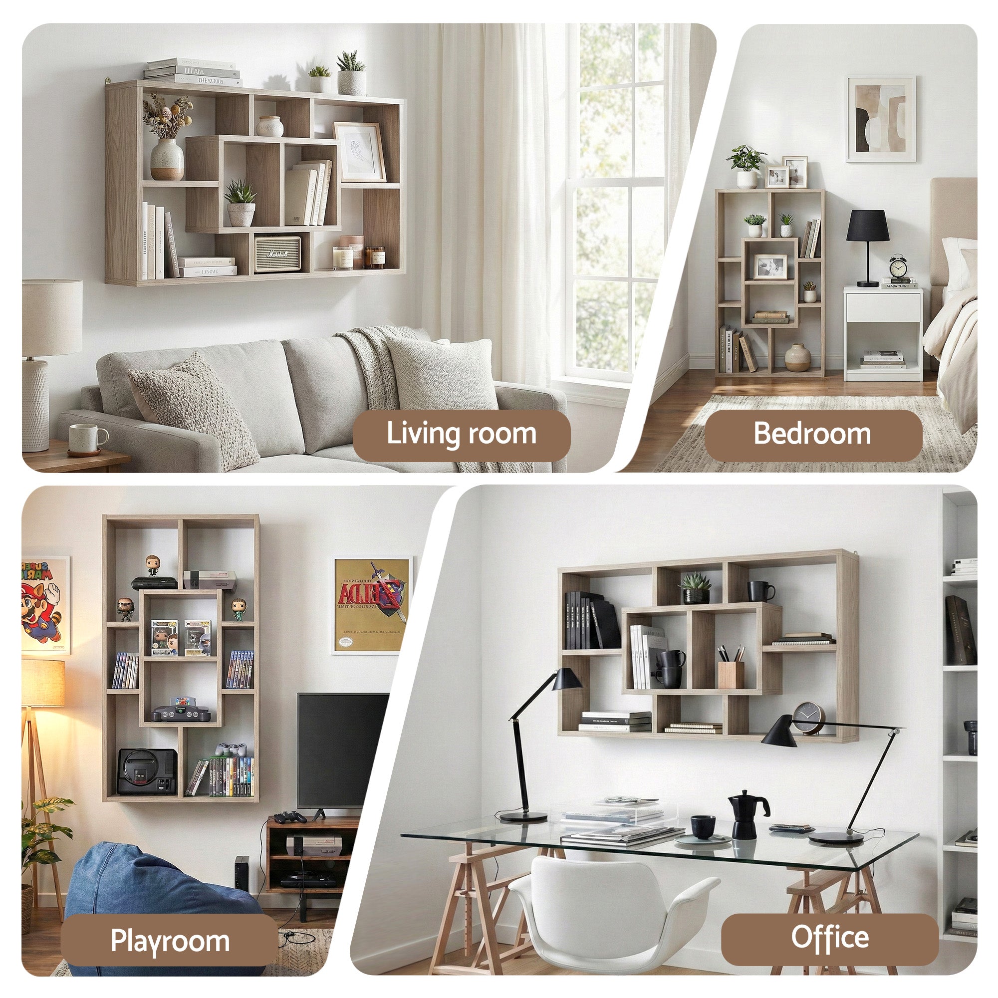 Artiss Floating Wall Shelves Bookshelf Wood Bedworld