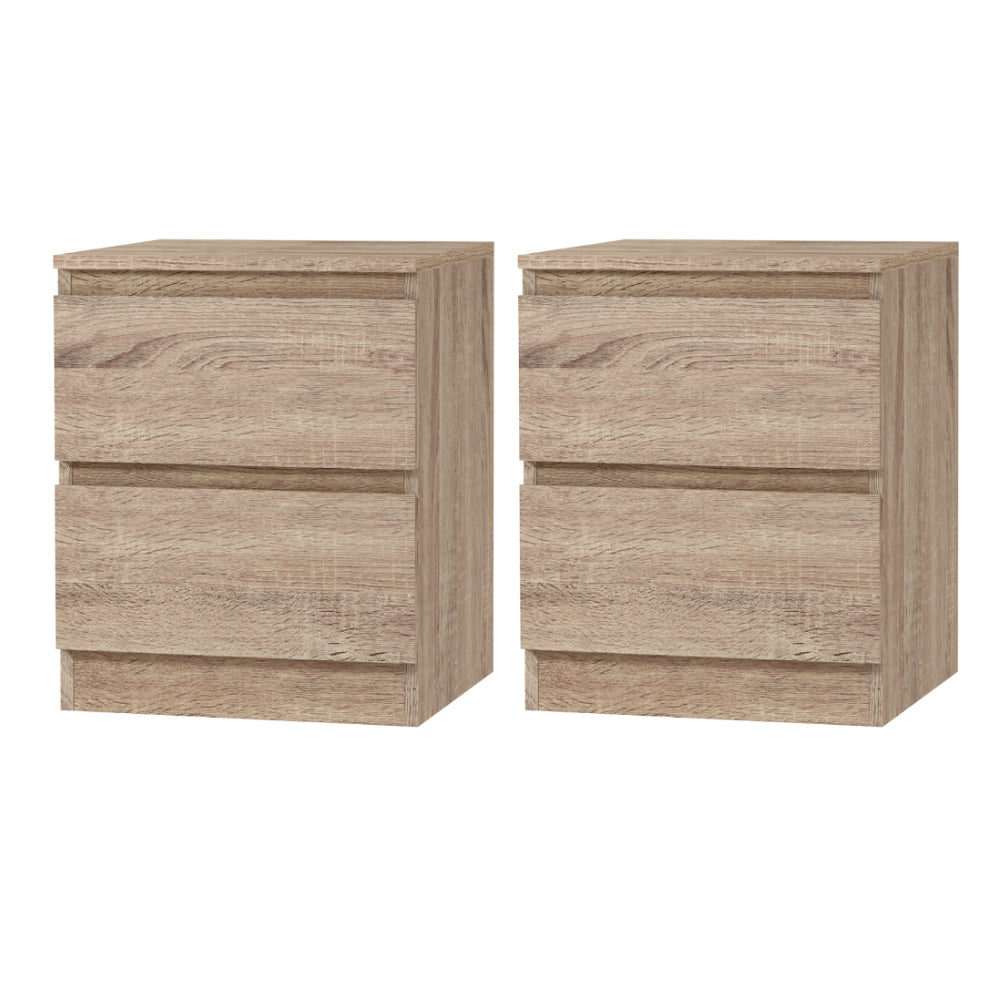 Artiss 2x Bedside Table 2 Drawers - PEPE Oak Bedworld