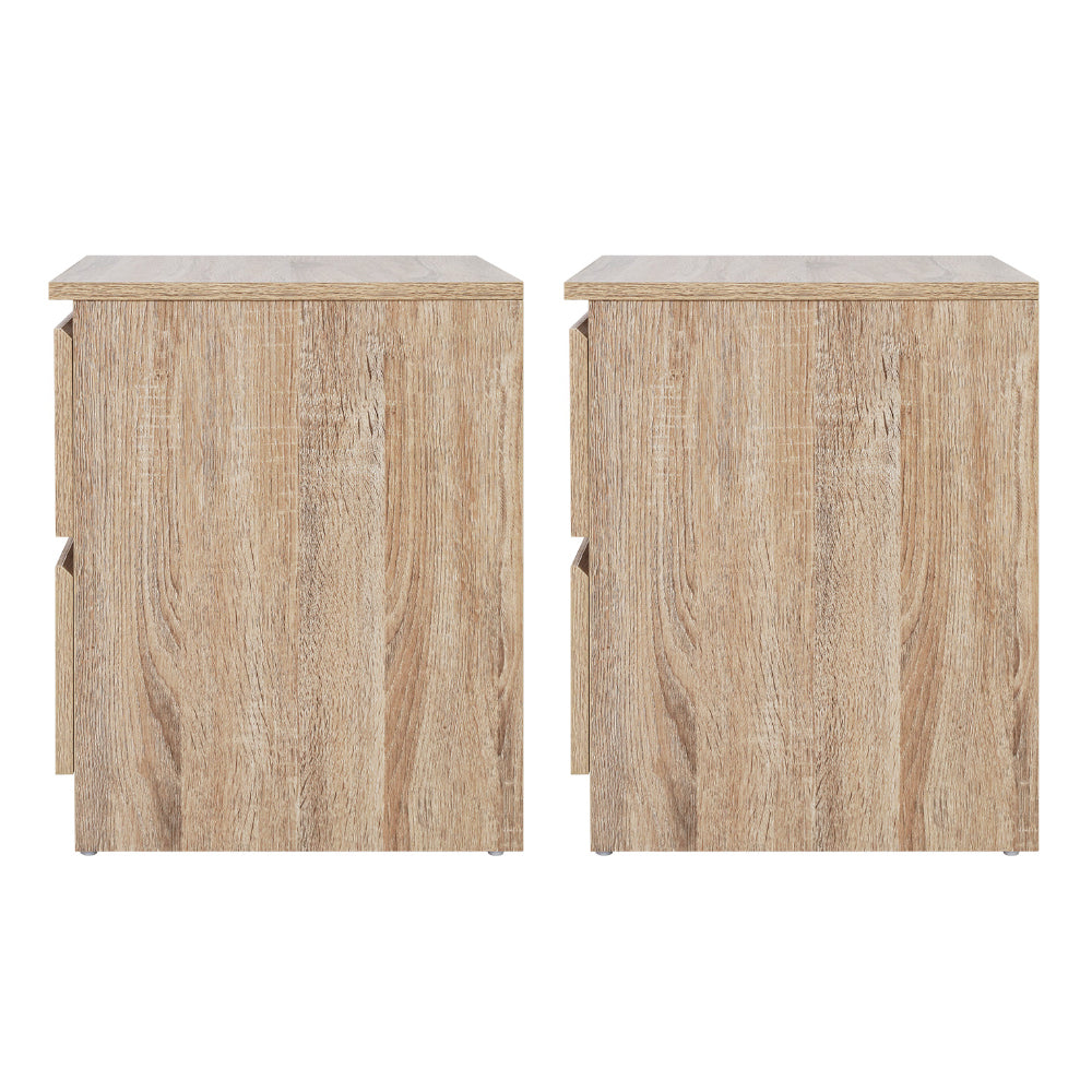 Artiss 2x Bedside Table 2 Drawers - PEPE Oak Bedworld