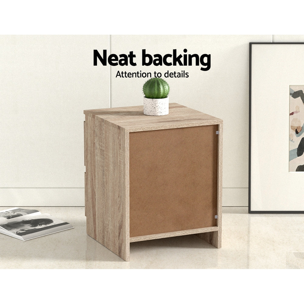 Artiss 2x Bedside Table 2 Drawers - PEPE Oak Bedworld
