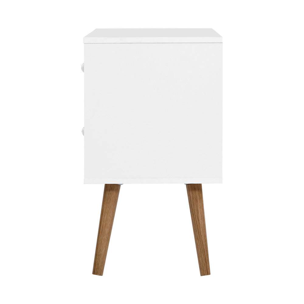 Artiss Bedside Table 2 Drawers - BONDS White