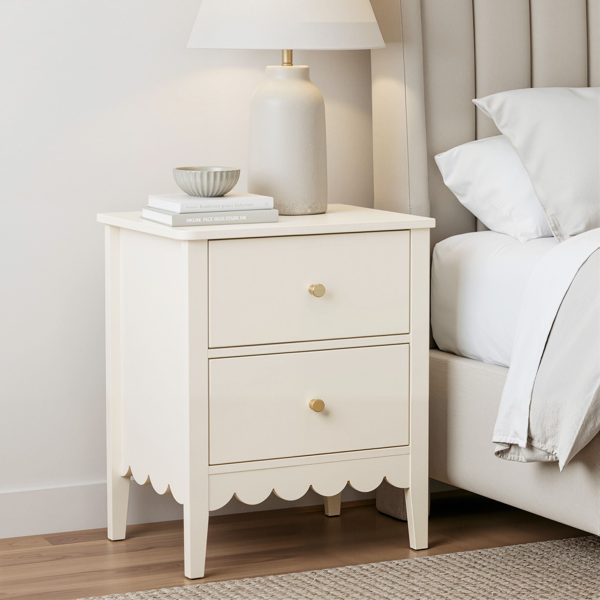 Artiss Bedside Table 2 Drawers Bedroom Storage Nightstand Beige Bedworld
