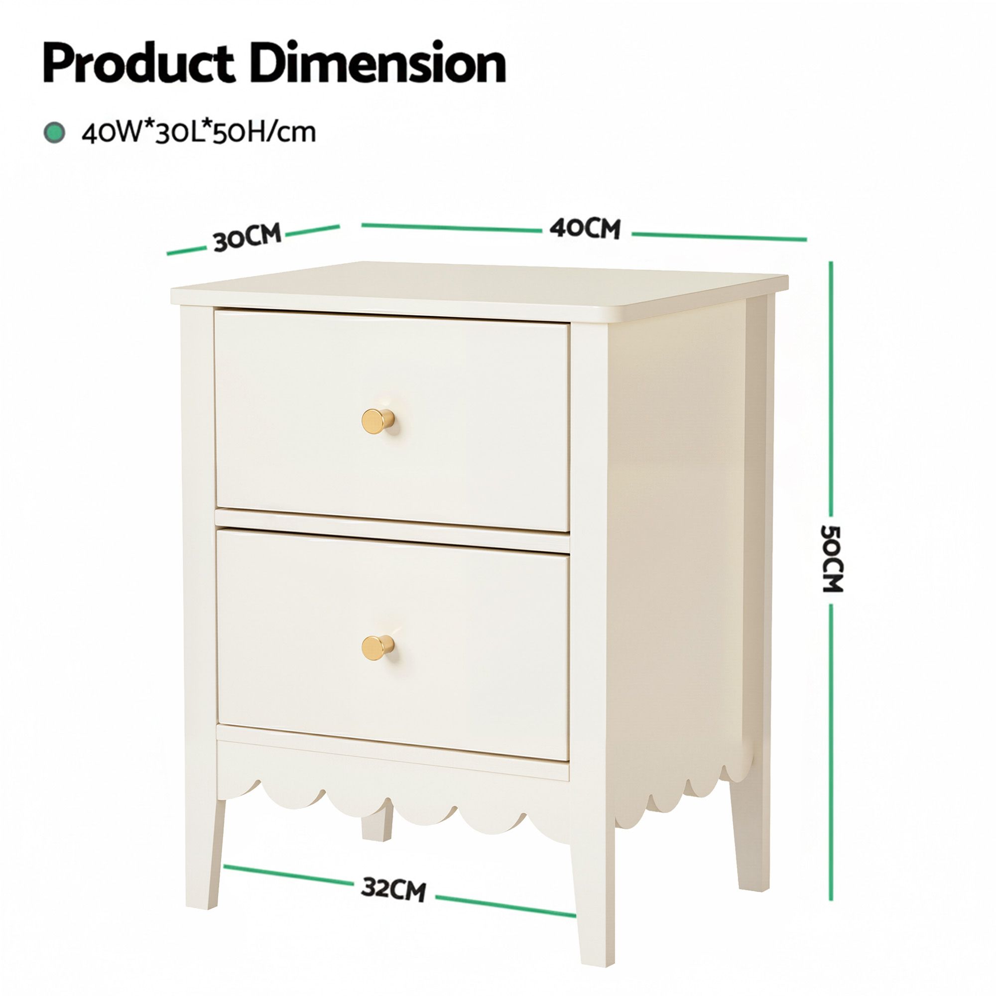 Artiss Bedside Table 2 Drawers Bedroom Storage Nightstand Beige Bedworld