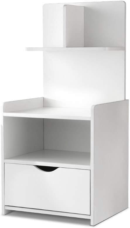 Artiss Bedside Table 1 Drawer with Shelves - EVERMORE White Bedworld