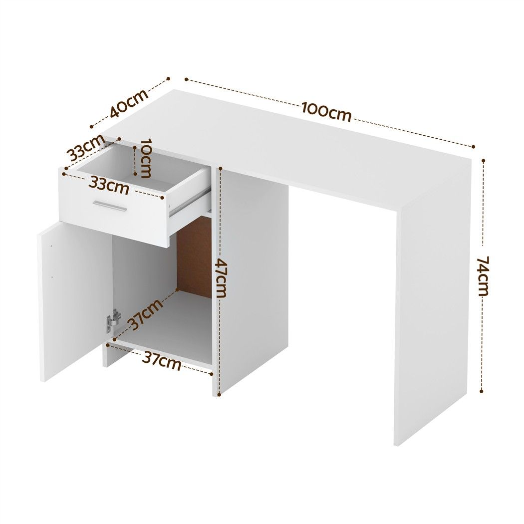 Artiss Computer Desk Drawer Cabinet White 100CM Bedworld