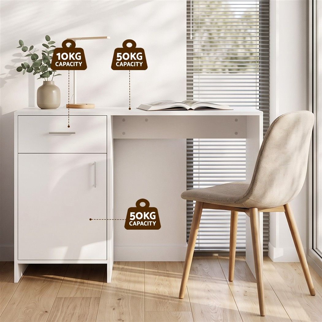 Artiss Computer Desk Drawer Cabinet White 100CM Bedworld