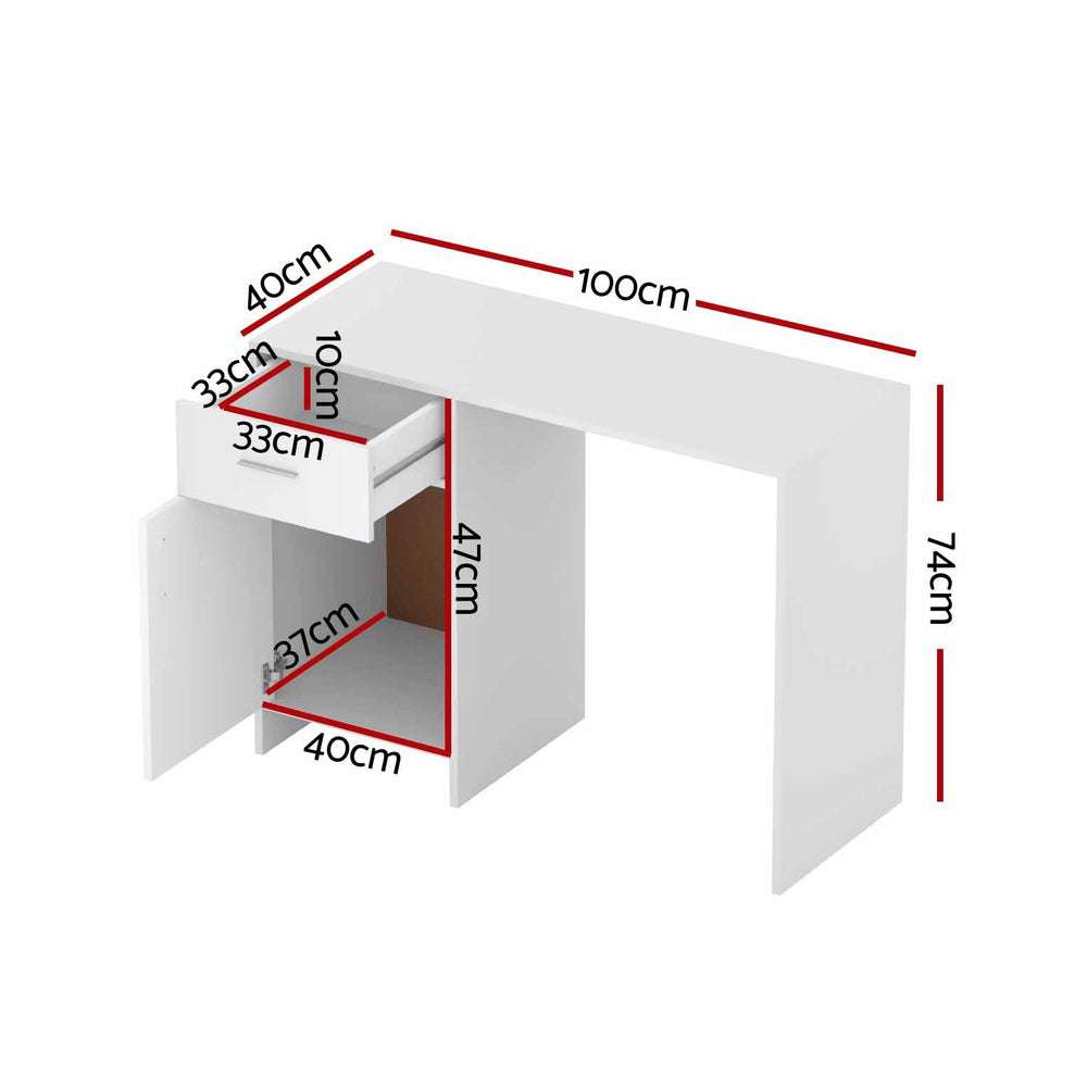 Artiss Computer Desk Drawer Cabinet White 100CM