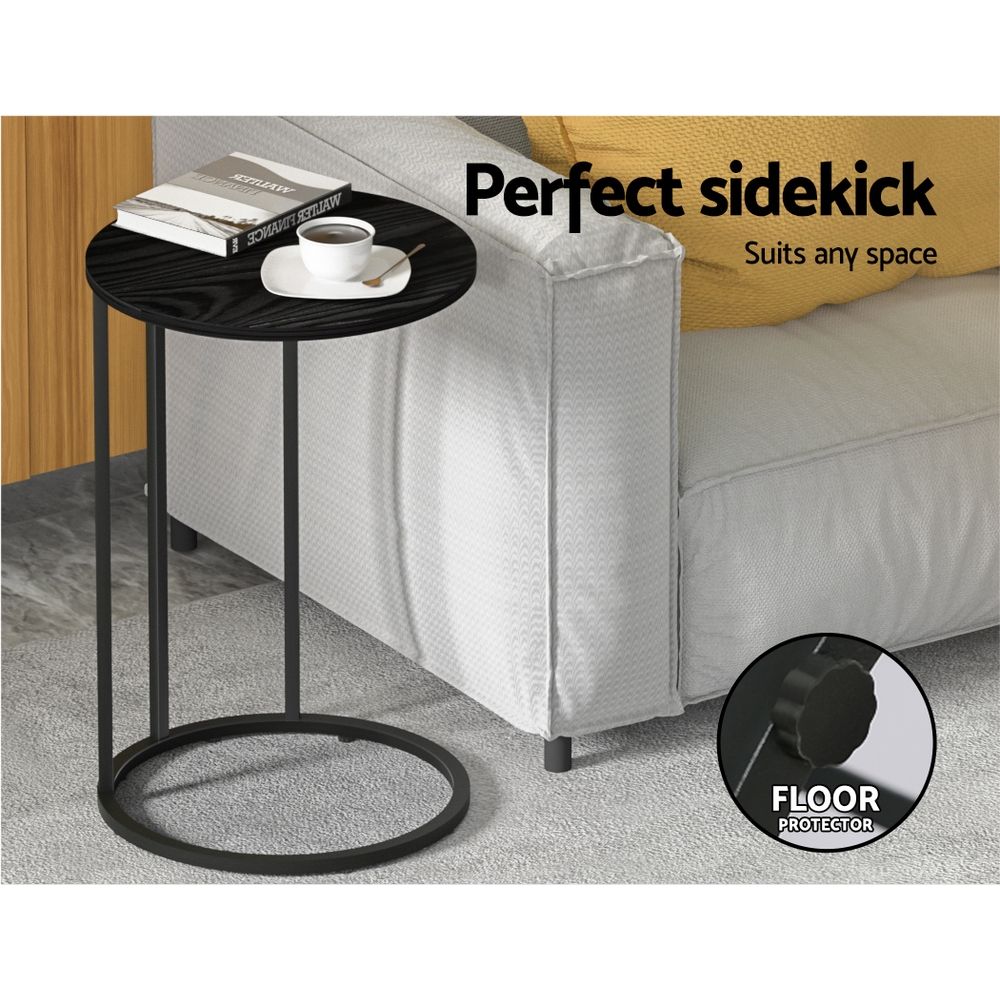 Artiss Coffee Table Side Table Round Black Martha Bedworld