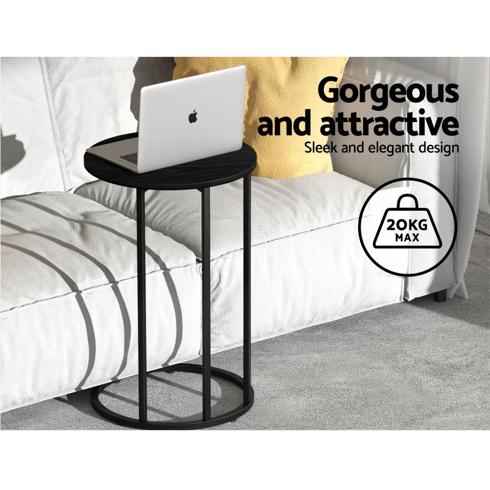 Artiss Coffee Table Side Table Round Black Martha Bedworld