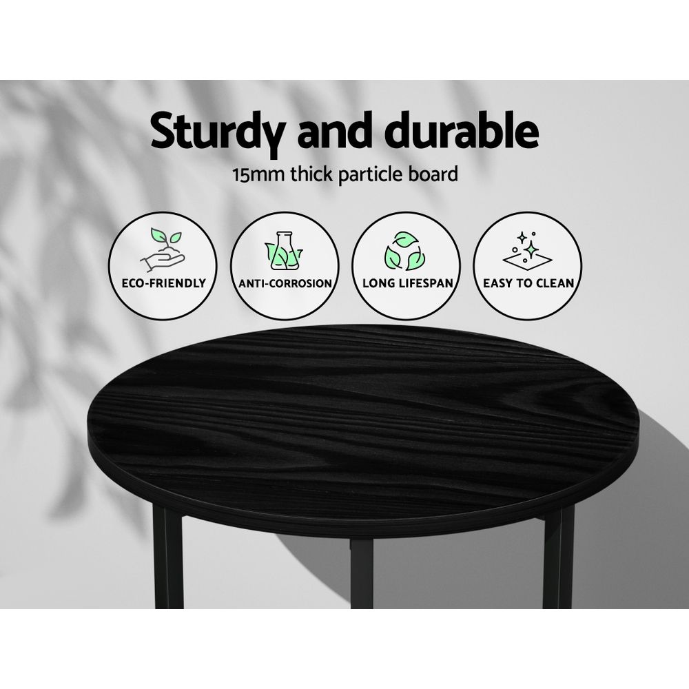 Artiss Coffee Table Side Table Round Black Martha Bedworld