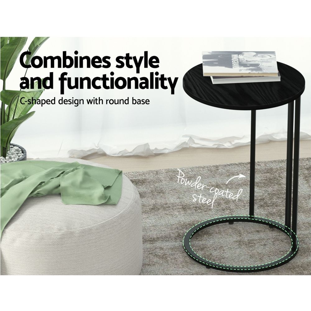 Artiss Coffee Table Side Table Round Black Martha Bedworld