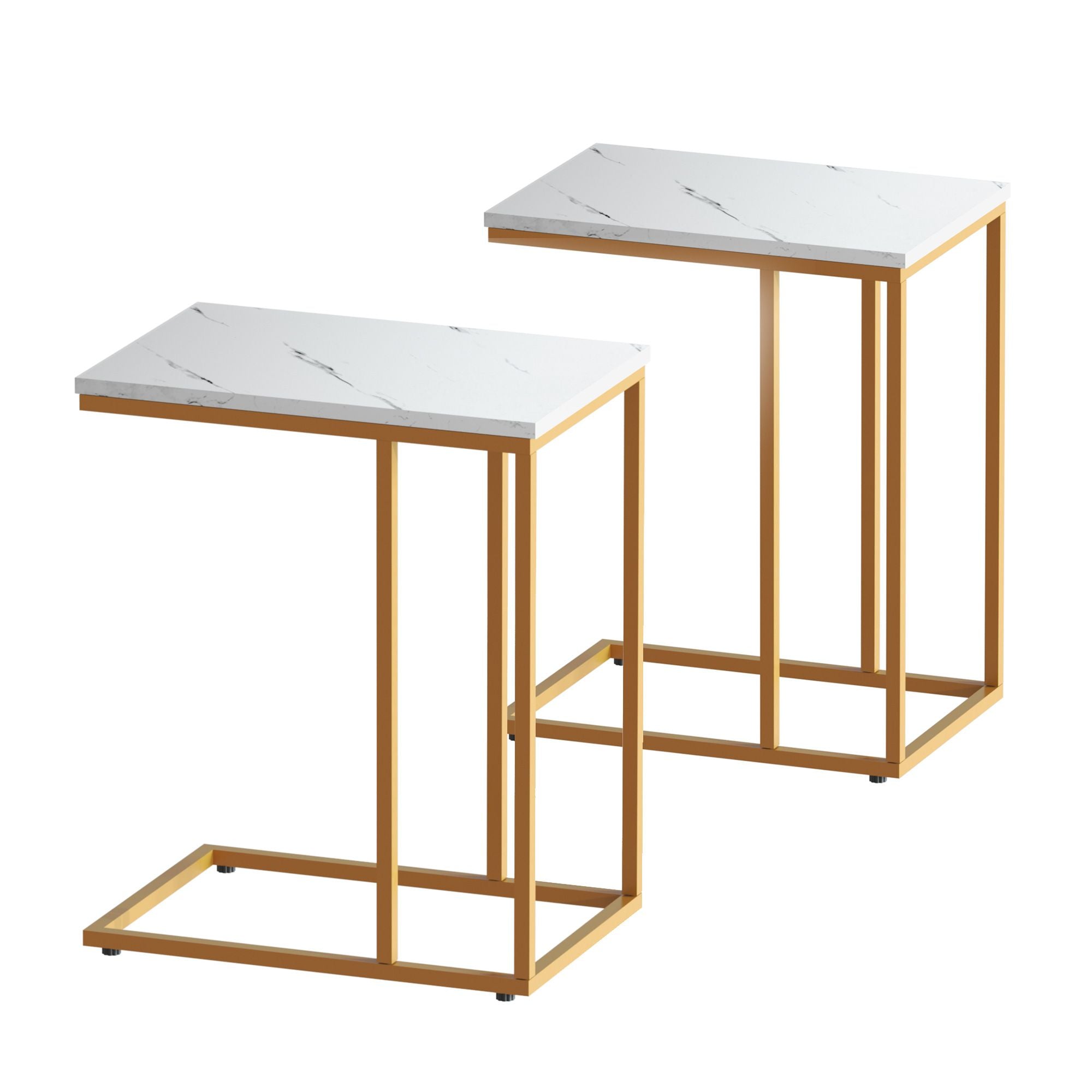 Artiss C Shaped End Table Set of 2 Coffee Table Side Table White & Gold Bedworld