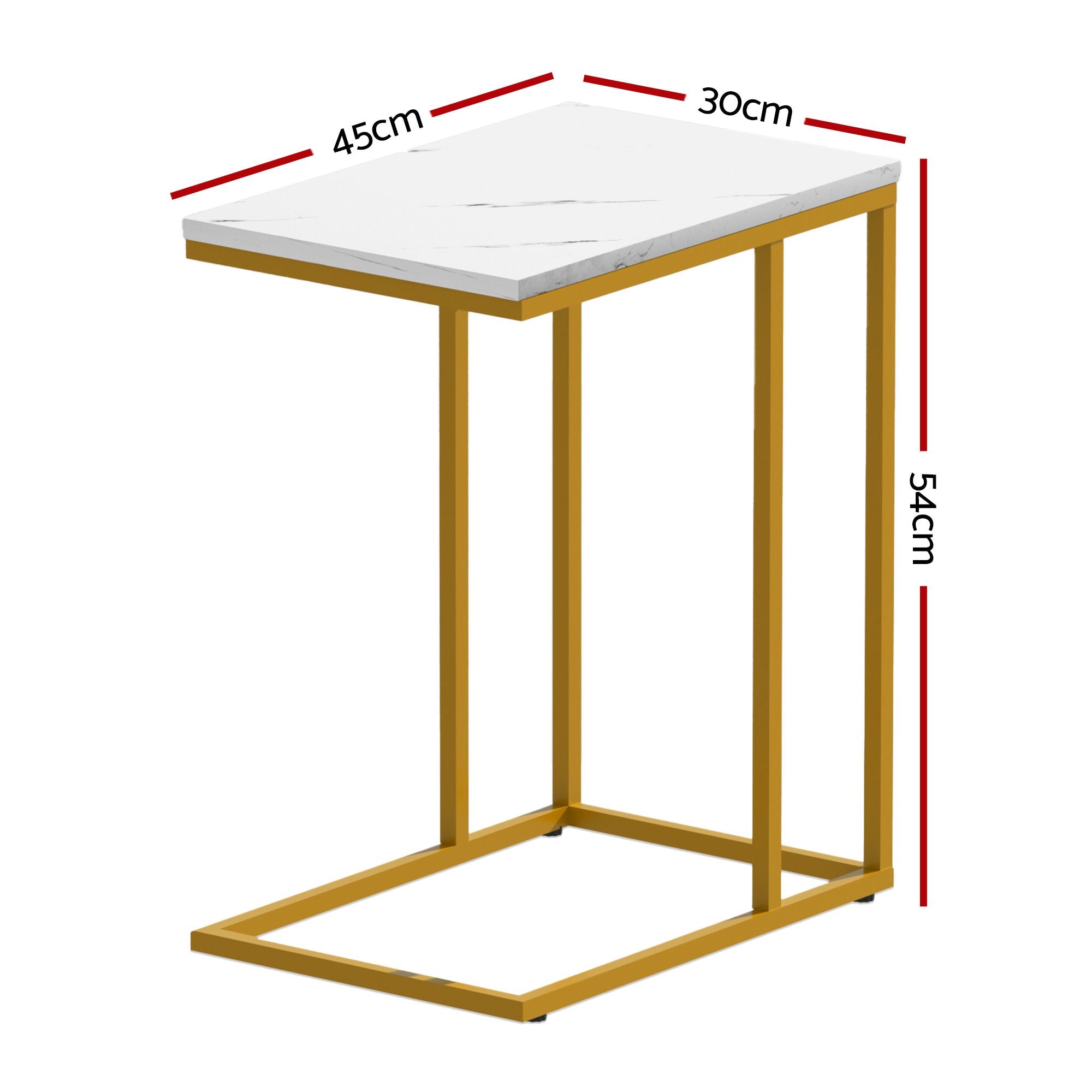 Artiss C Shaped End Table Set of 2 Coffee Table Side Table White & Gold Bedworld