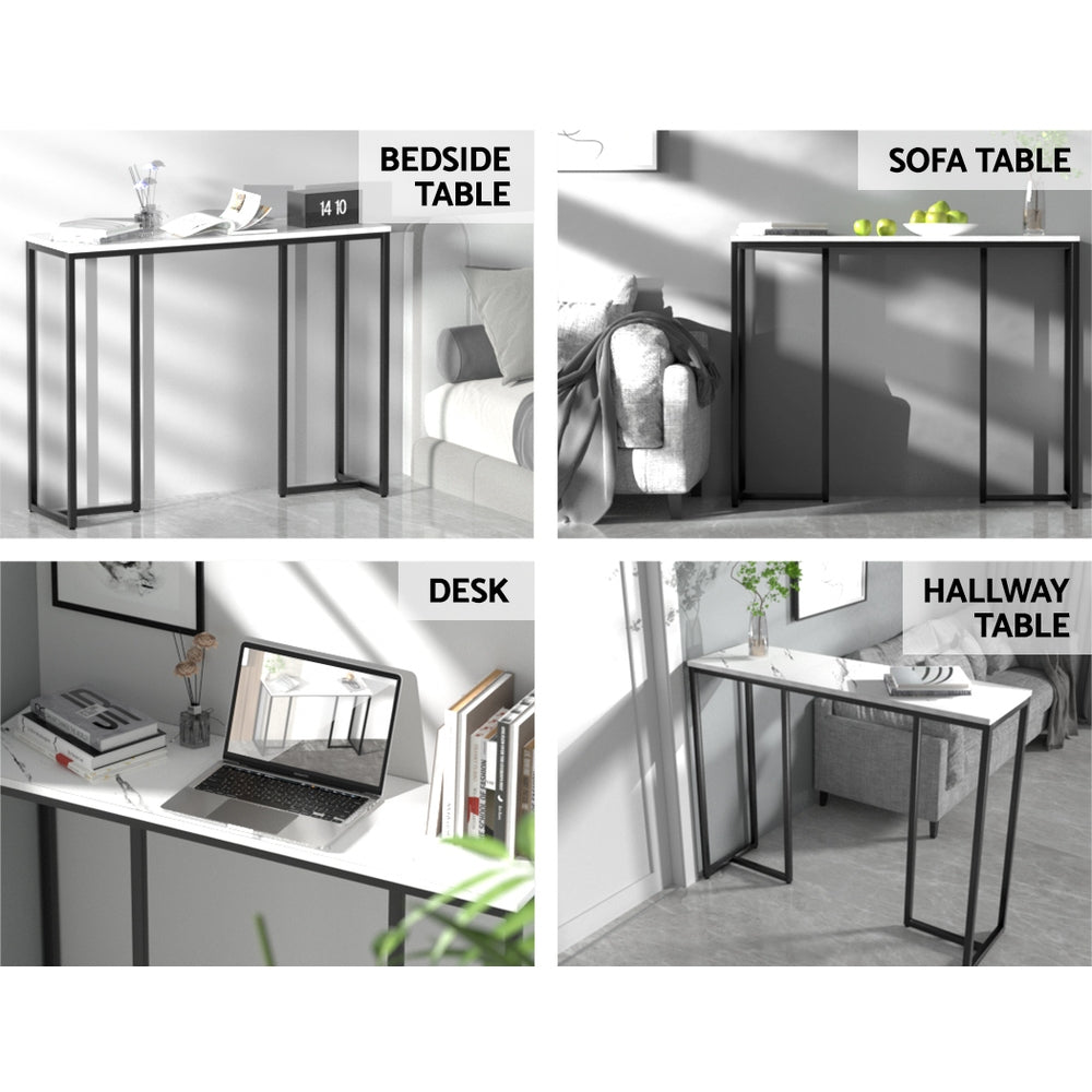 Multifunction table layout showing bedside, sofa, desk, and hallway uses