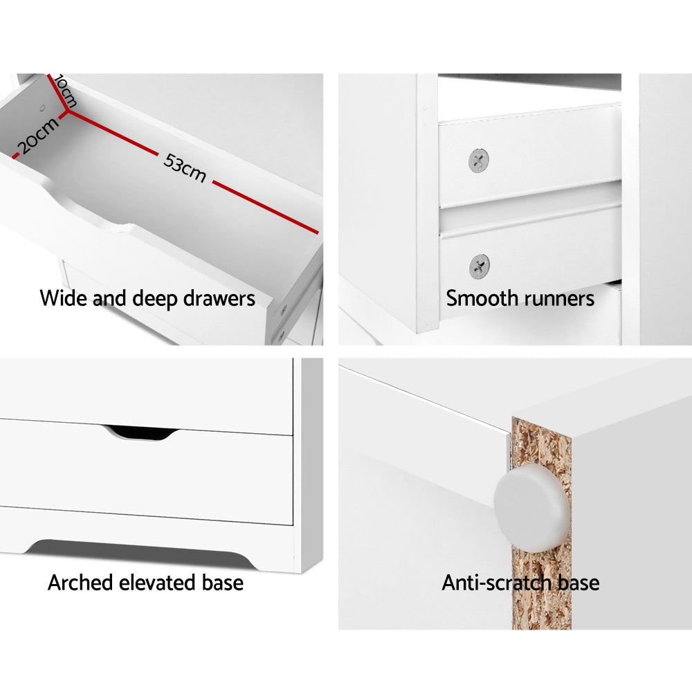 Artiss Bookshelf with Drawers - NANA White Bedworld