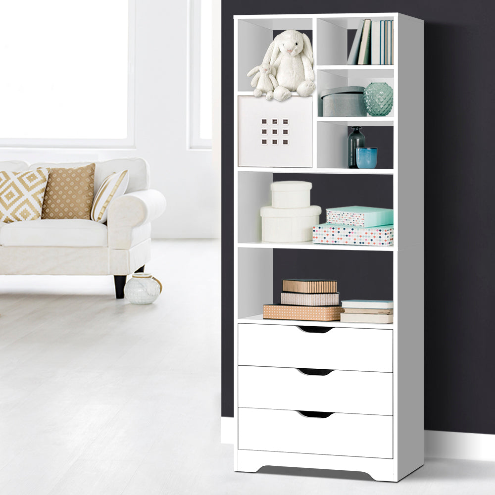 Artiss Bookshelf with Drawers - NANA White Bedworld