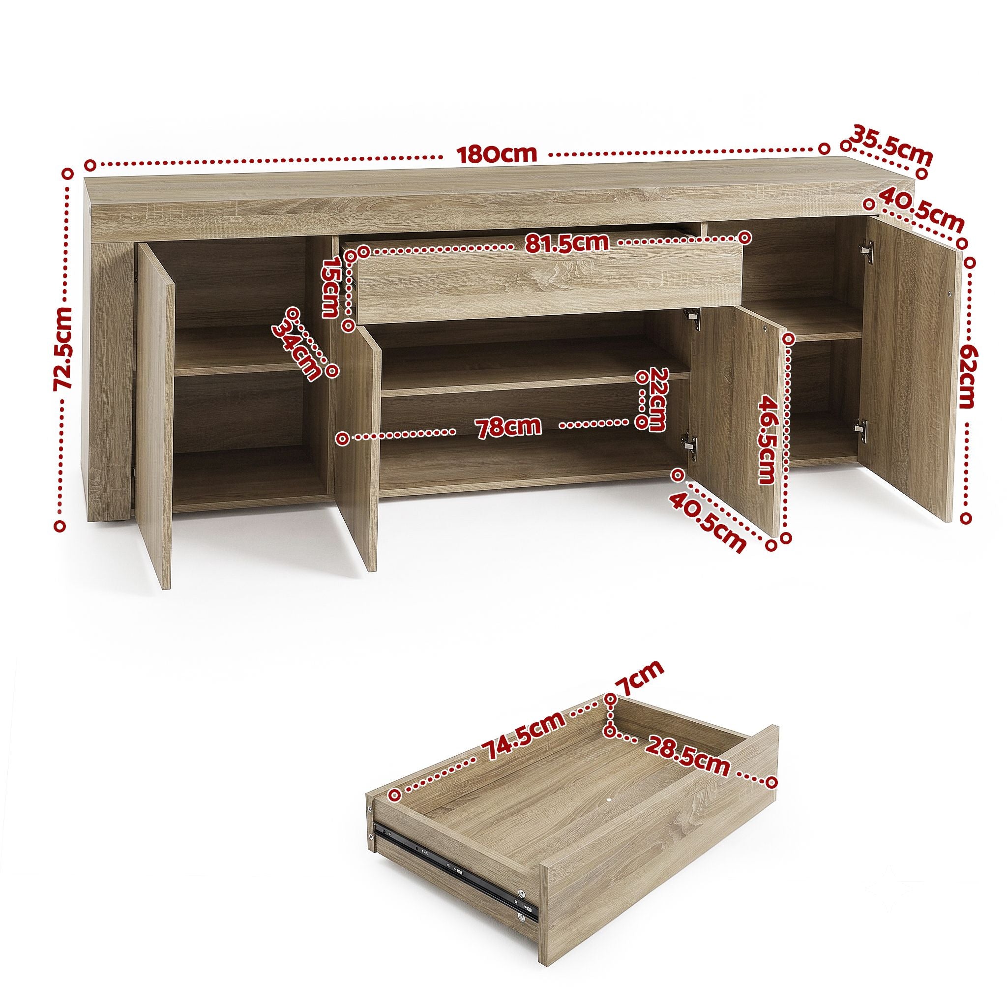Artiss Buffet Sideboard - DANA Oak Bedworld
