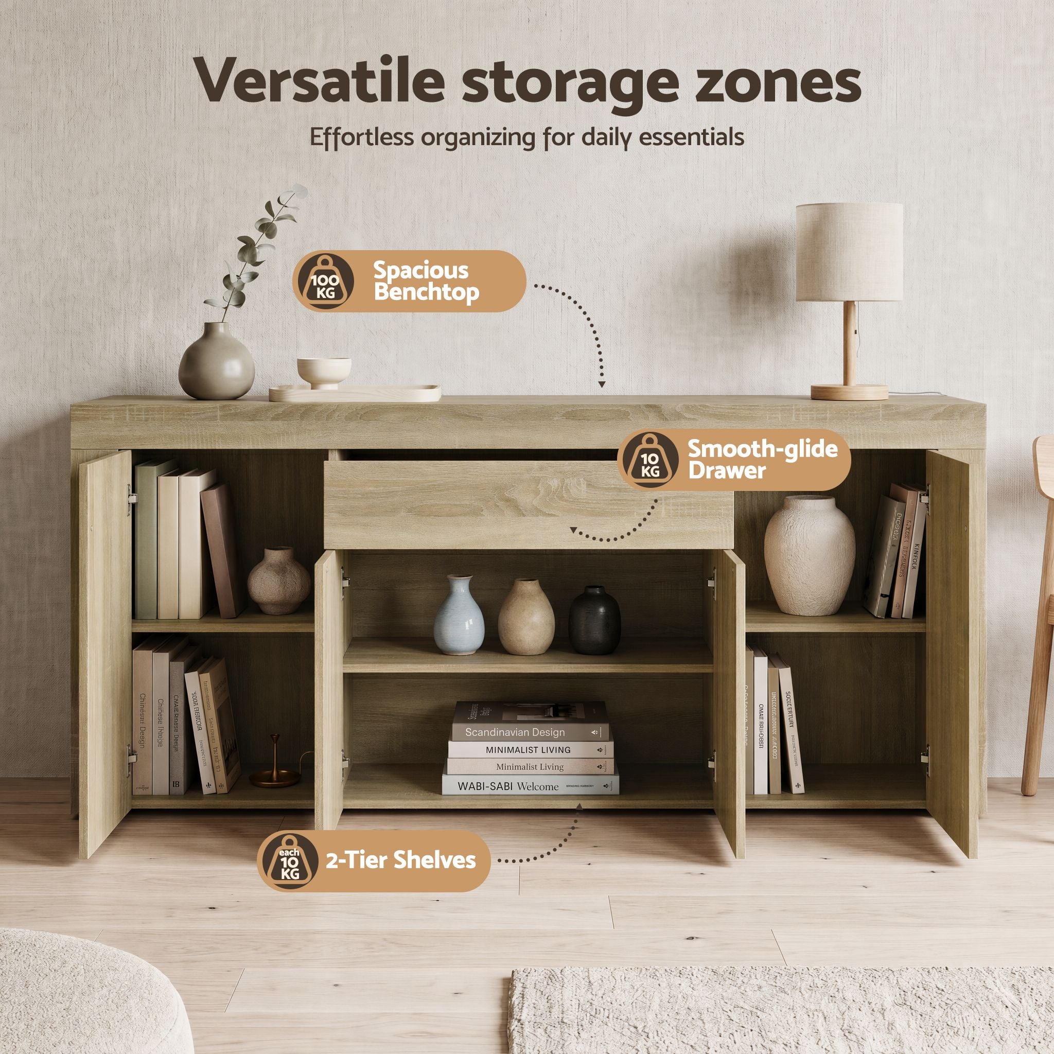 Artiss Buffet Sideboard - DANA Oak Bedworld